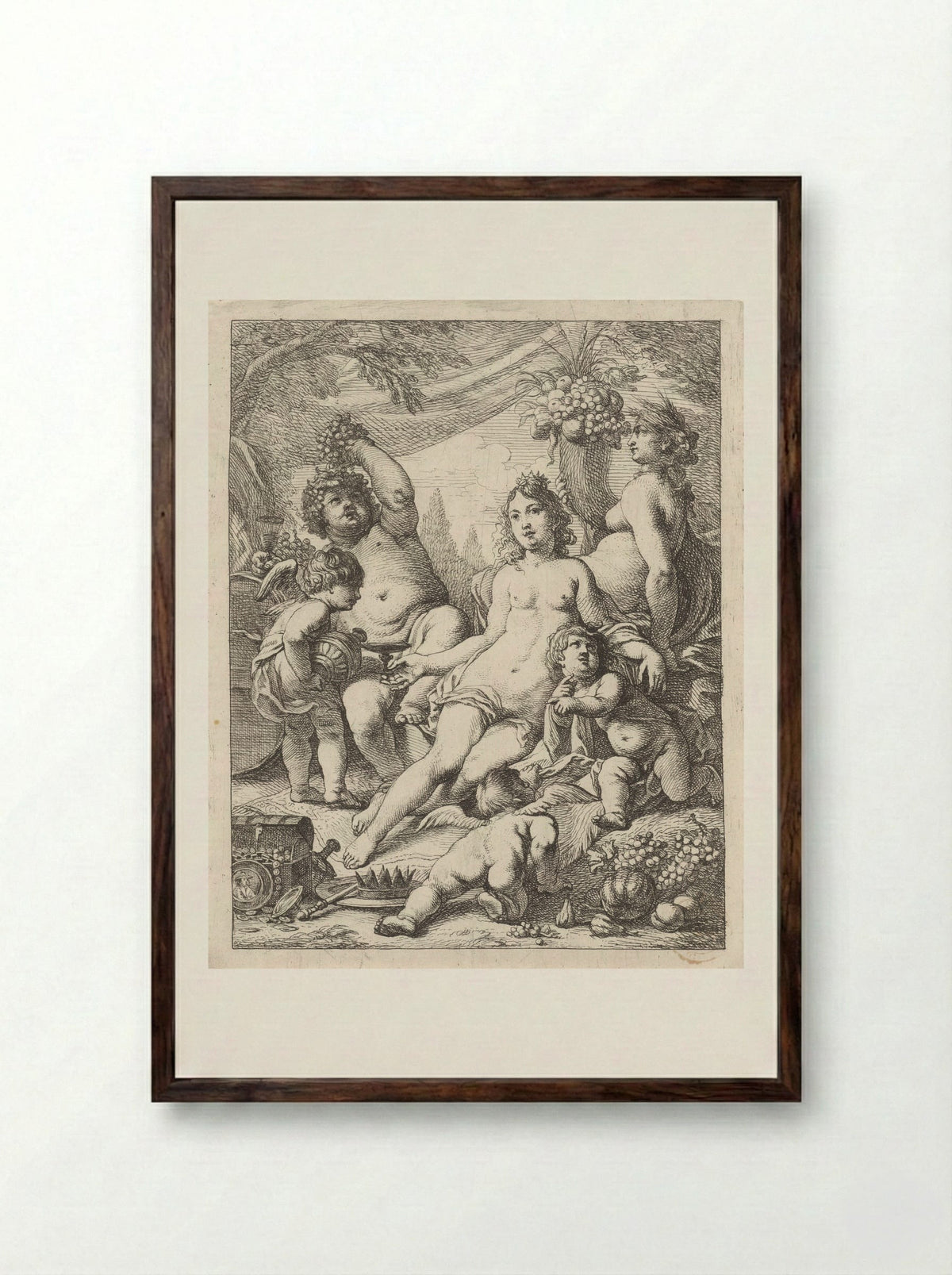 Bacchus, Ceres and Venus - Cornelis Schut (I) - Framed Print Dark Wood