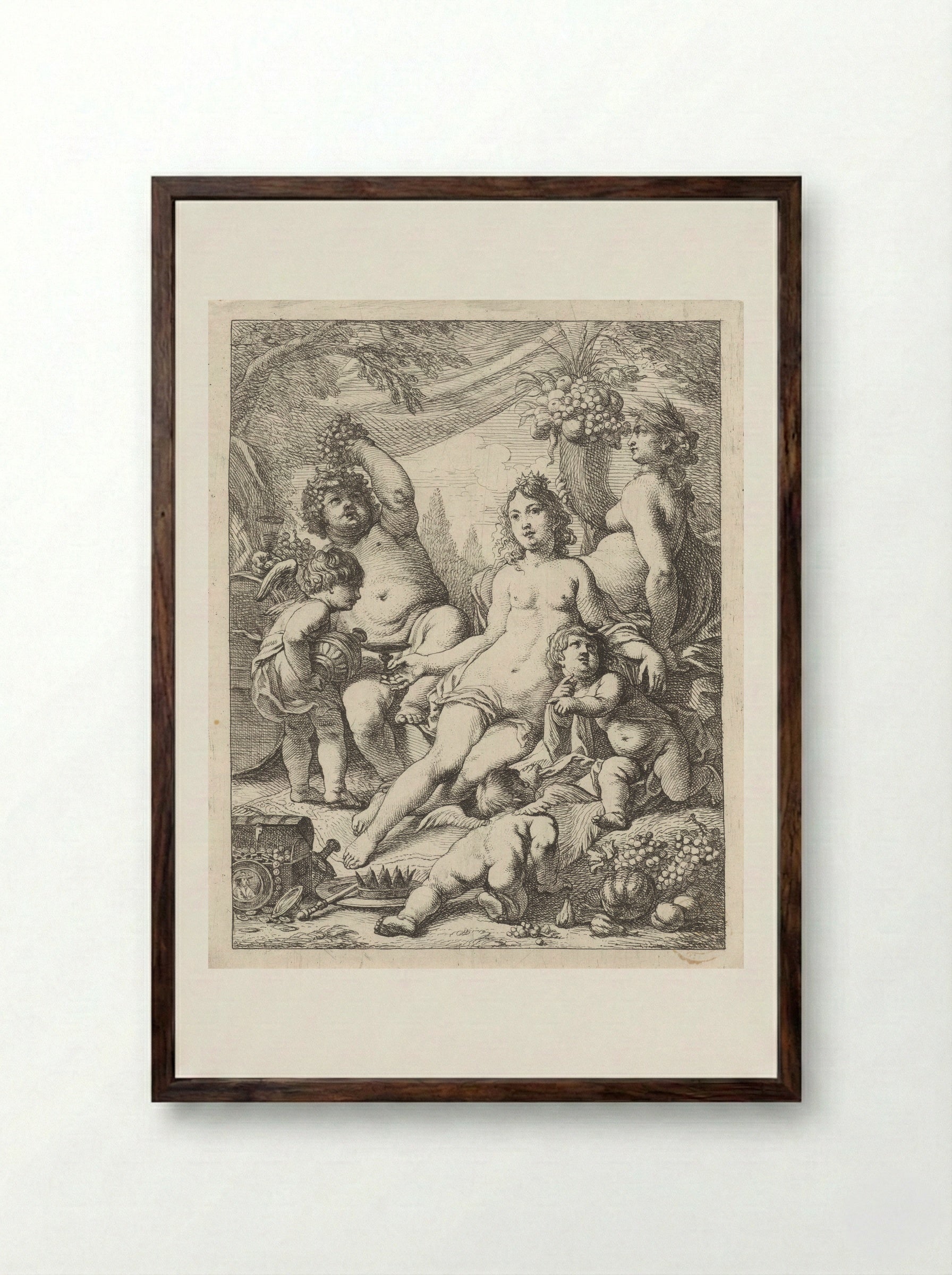 Bacchus, Ceres and Venus - Cornelis Schut (I) - Framed Print Dark Wood