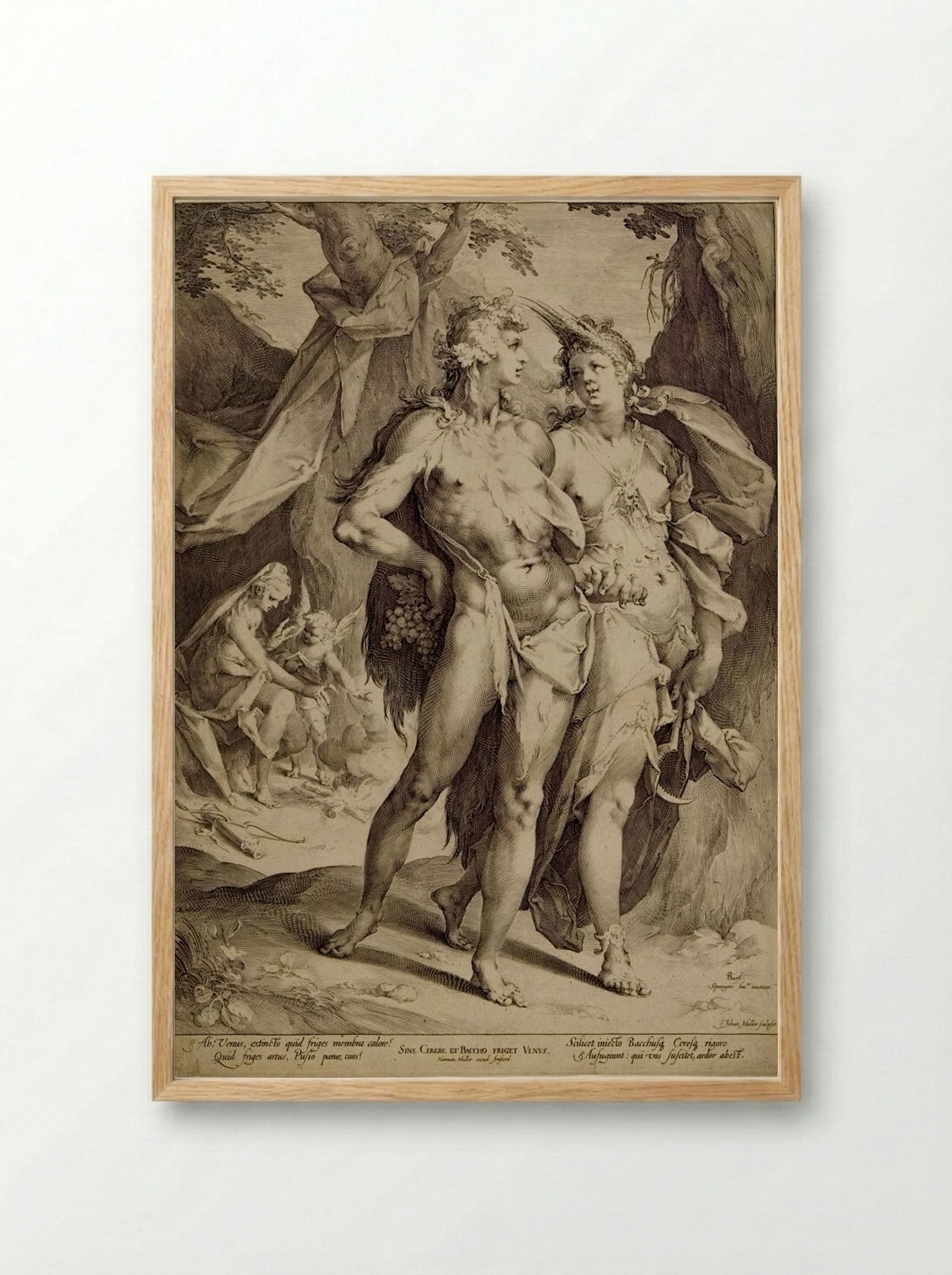 Bacchus, Ceres, and Venus - Jan Harmensz. Muller - Framed Print Wood