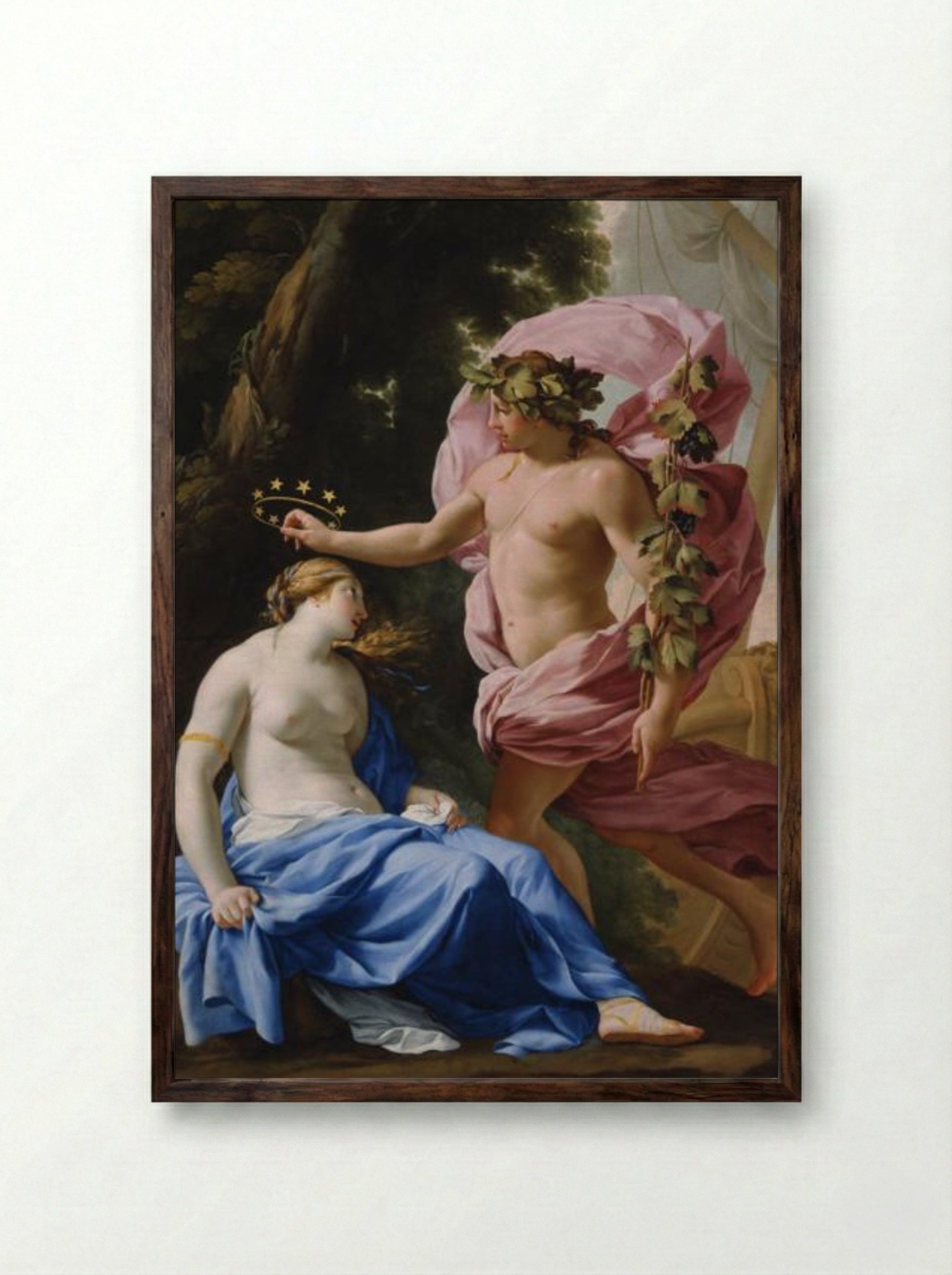 Bacchus and Ariadne - Eustache Le Sueur - Framed Print Dark Wood
