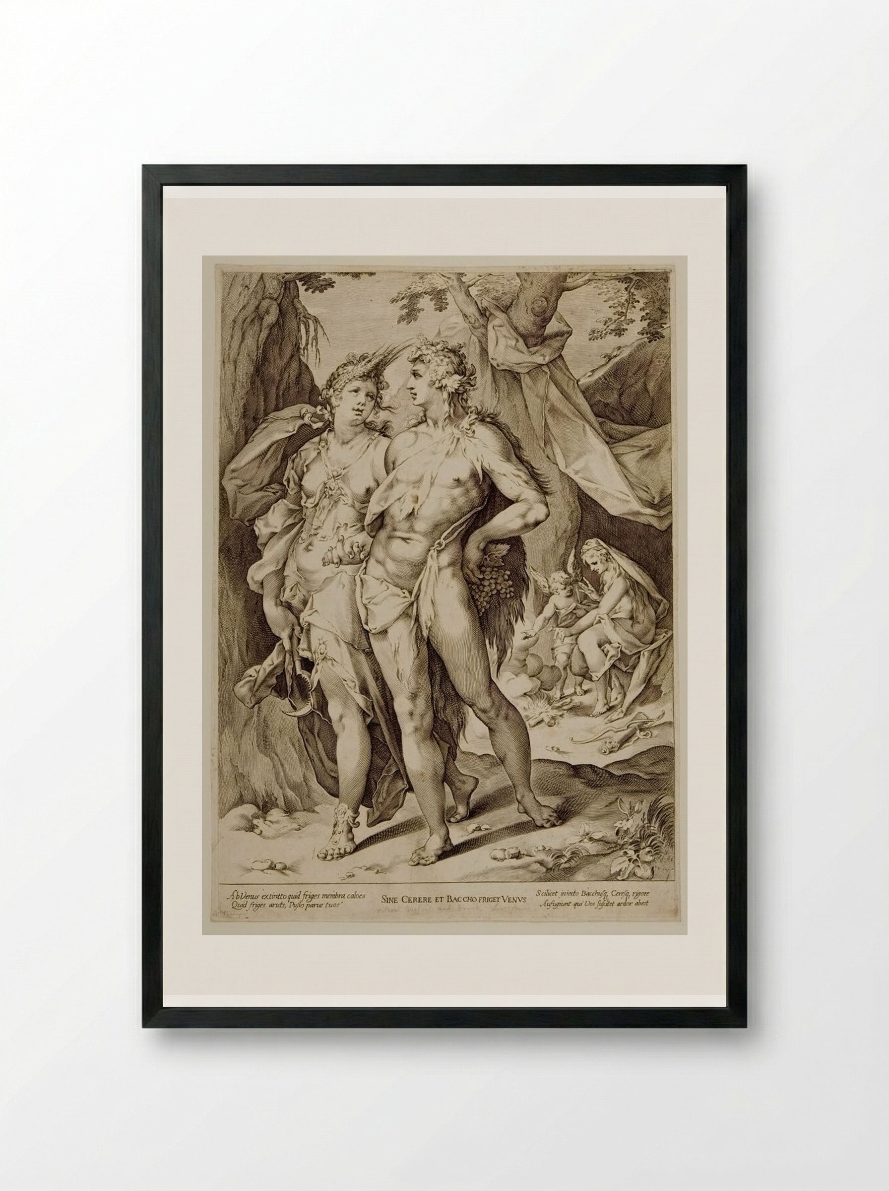 Bacchus and Ceres Leaving Venus and Cupid - Jan Harmensz. Muller - Framed Print Black
