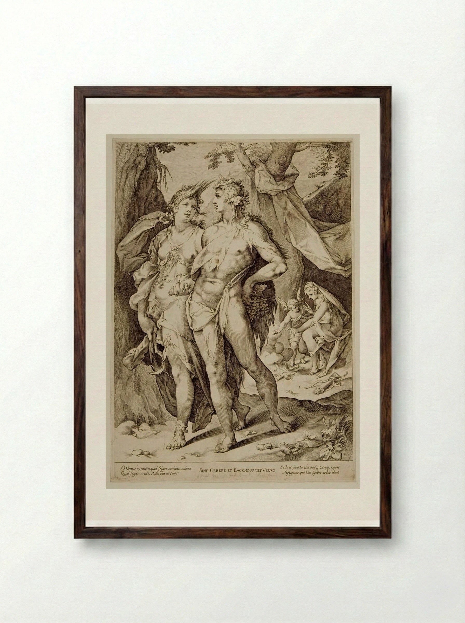 Bacchus and Ceres Leaving Venus and Cupid - Jan Harmensz. Muller - Framed Print Dark Wood