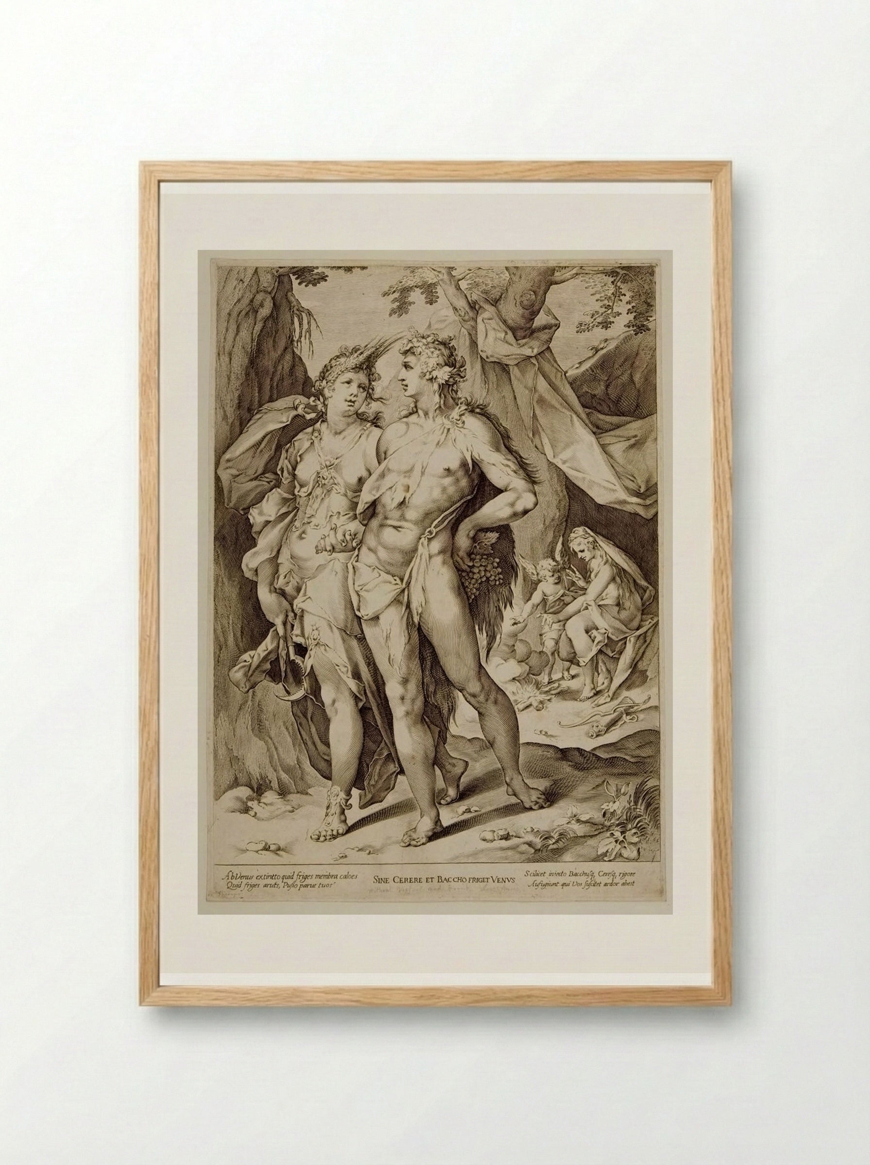 Bacchus and Ceres Leaving Venus and Cupid - Jan Harmensz. Muller - Framed Print Wood
