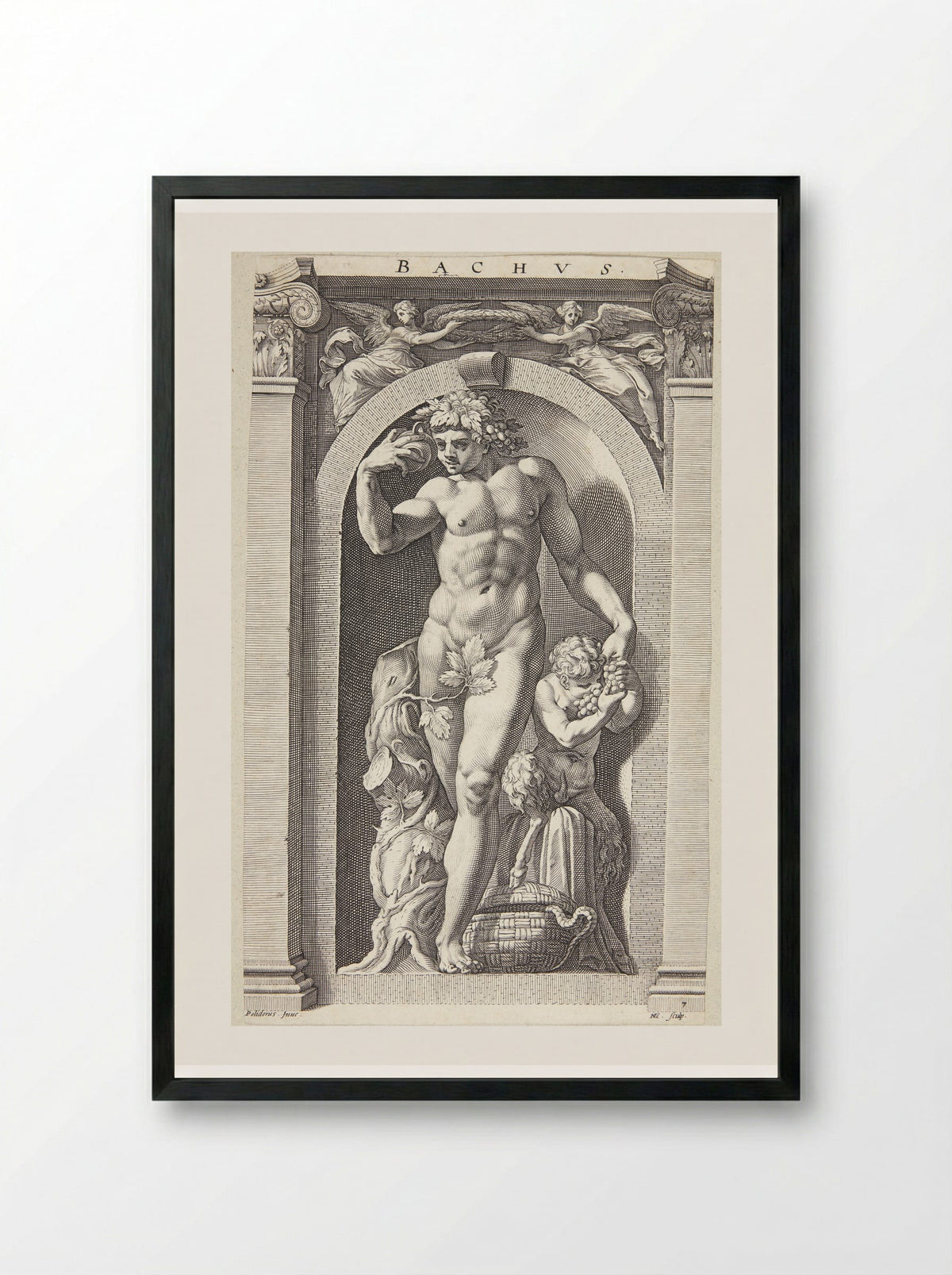 Bacchus - Hendrick Goltzius - Framed Print Black