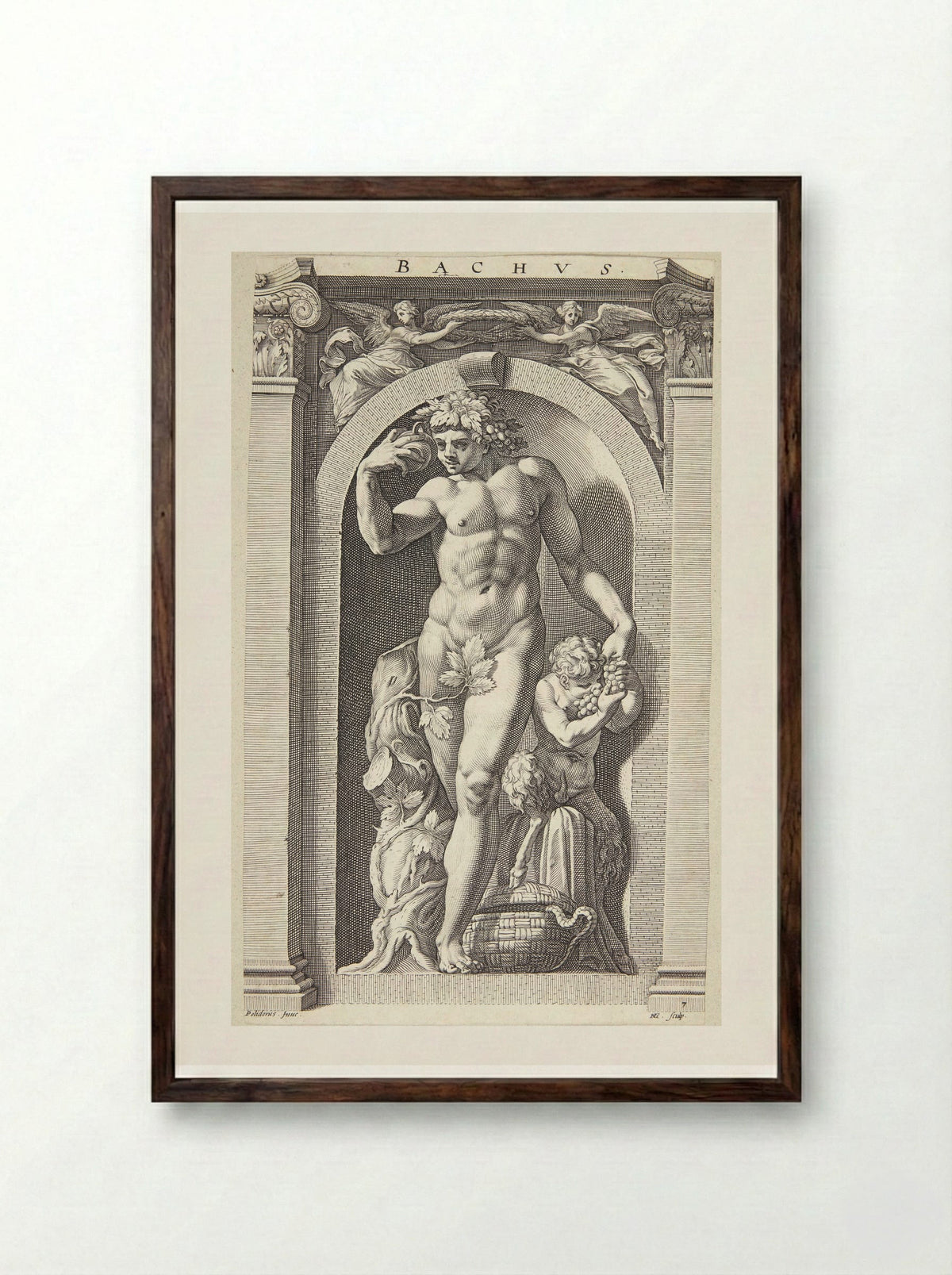 Bacchus - Hendrick Goltzius - Framed Print Dark Wood