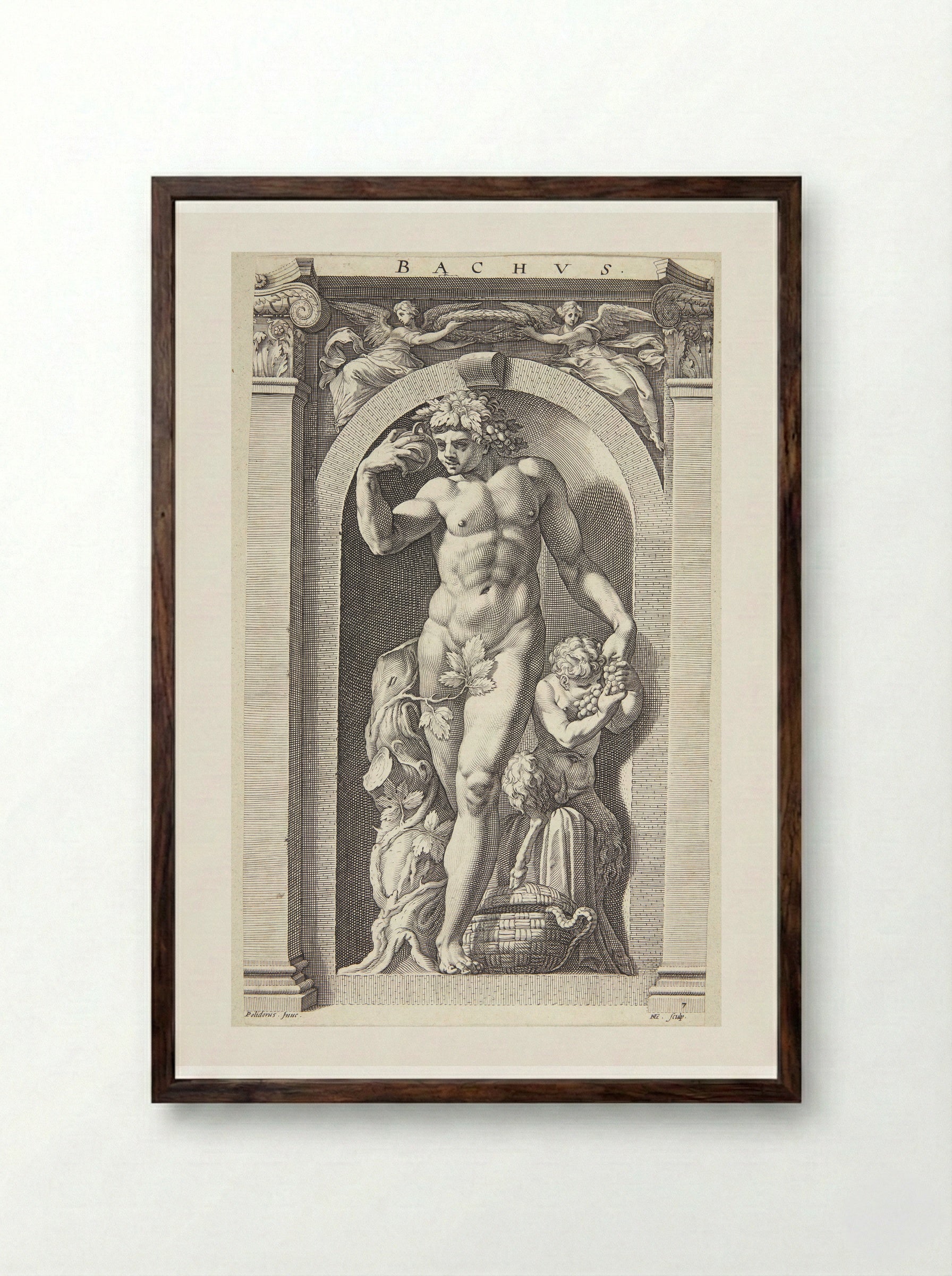 Bacchus - Hendrick Goltzius - Framed Print Dark Wood