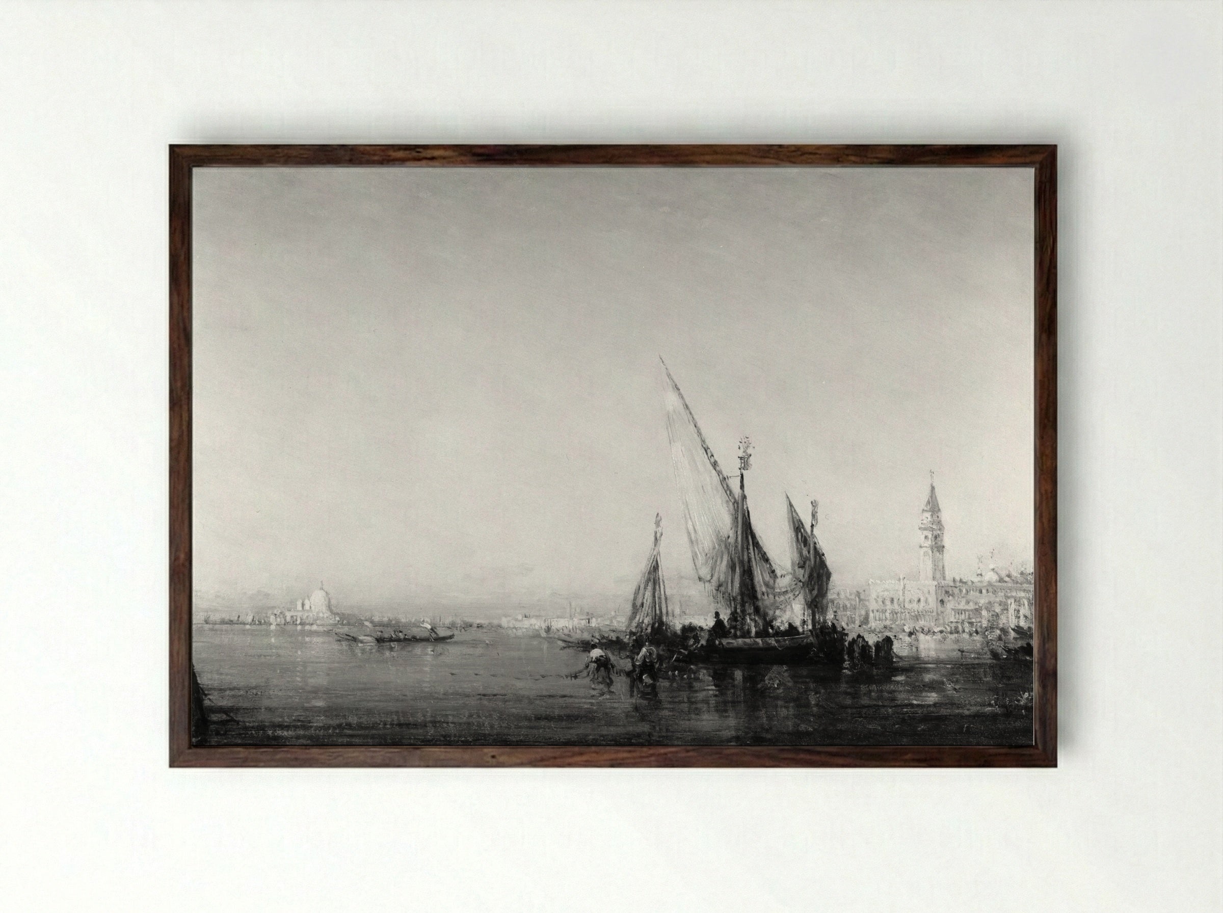 Bacino di San Marco, Venice - Félix Ziem - Framed Print Dark Wood