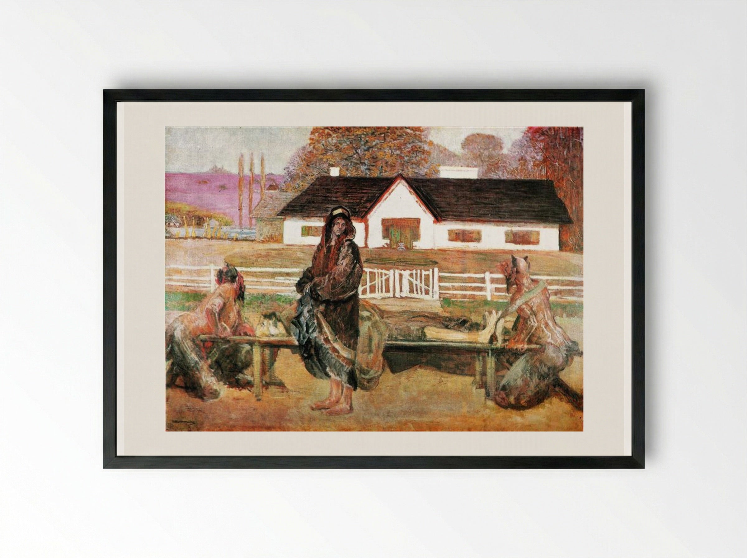 Back in the Homeland (Back from Siberia) - Jacek Malczewski - Framed Print Black