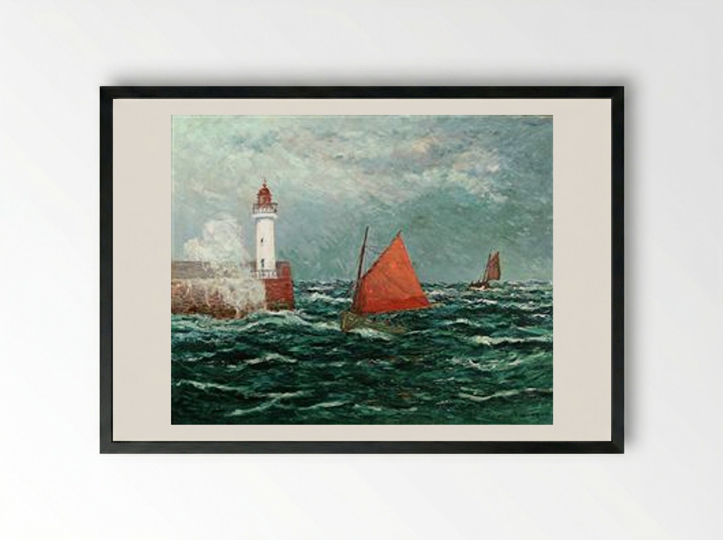 Back to Fishing boats in Belle-Isle-en-Mer - Maxime Maufra - Framed Print Black