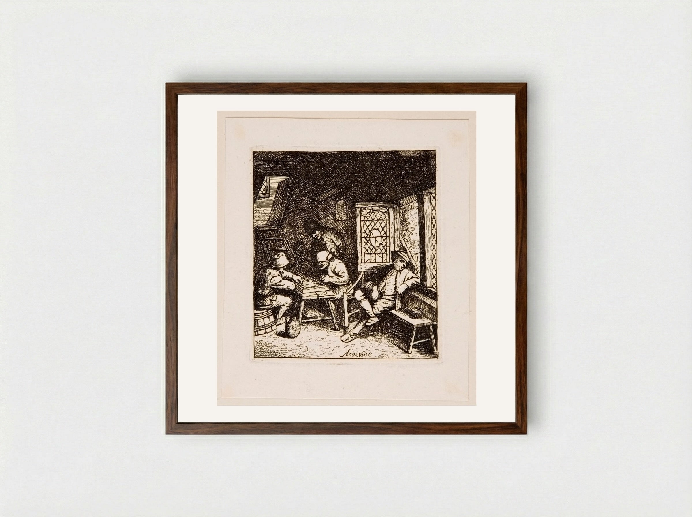 Backgammon Players - David Deuchar - Framed Print Dark Wood