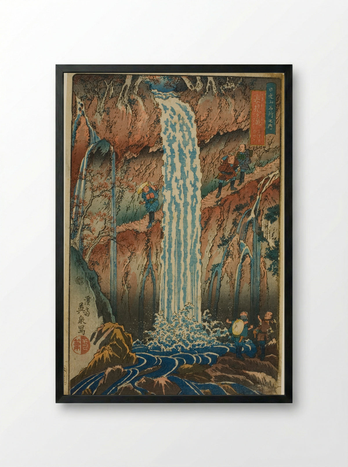 Backward-viewing Falls - Keisai Eisen - Framed Print Black