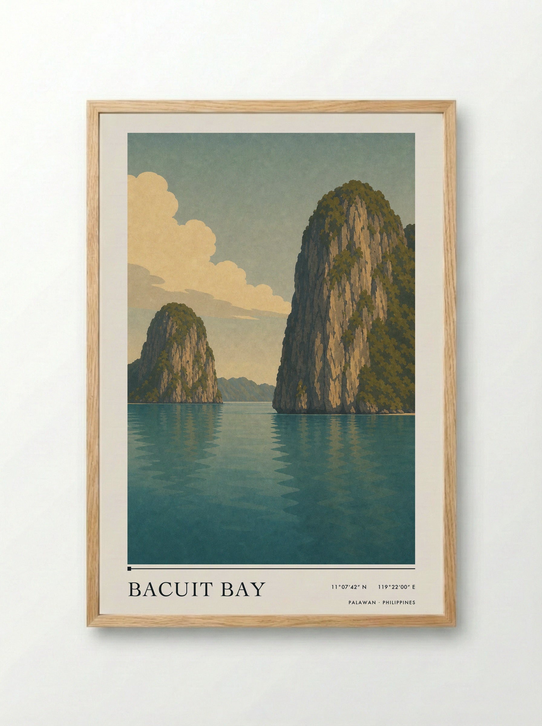 Bacuit Bay Travel Poster Artwork - Framed Print Wood