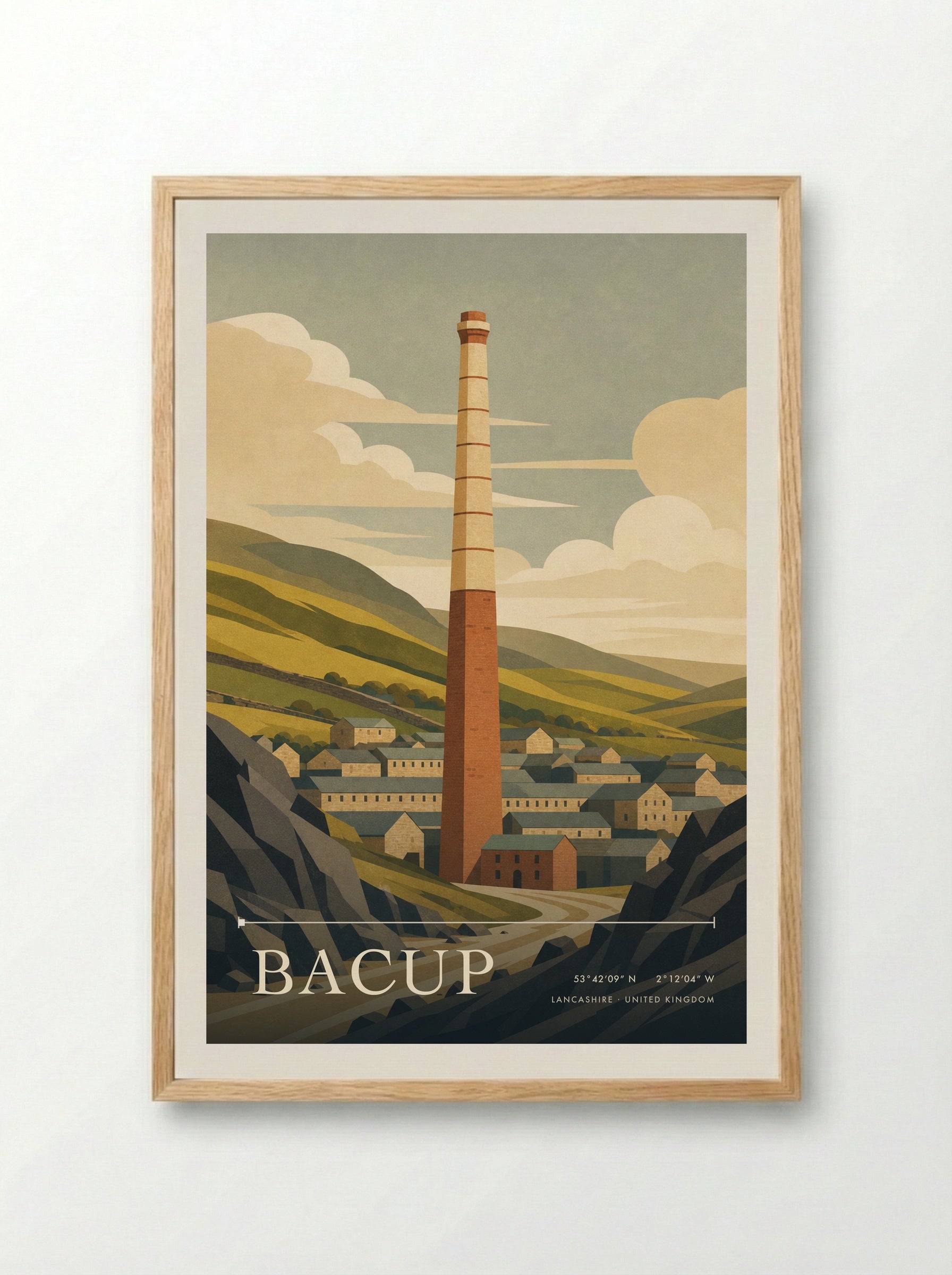 Bacup Lancashire United Kingdom Travel Poster - Framed Print Wood