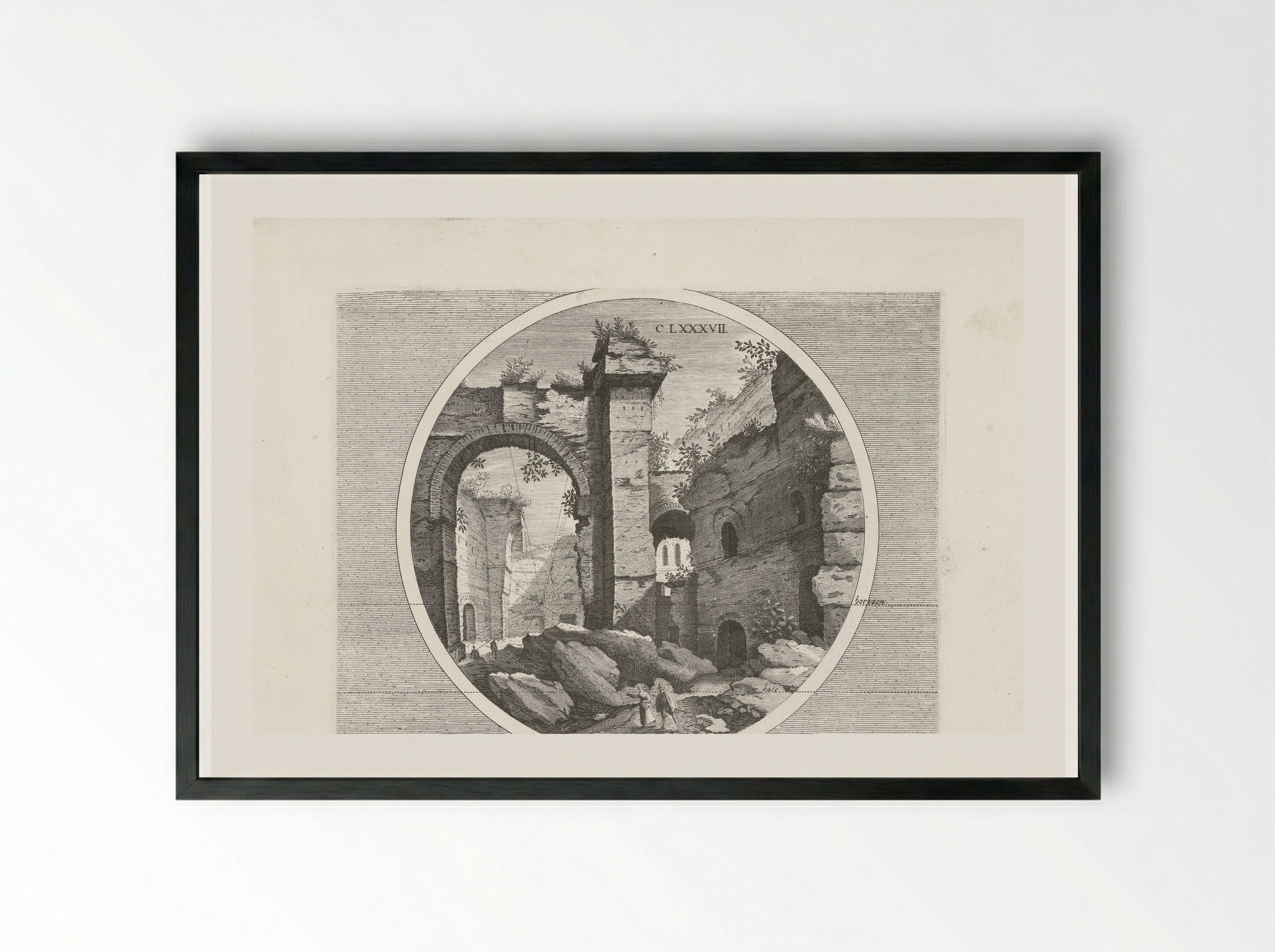 Baden van Diocletianus, met arcade - Hendrick Hondius (I) - Framed Print Black