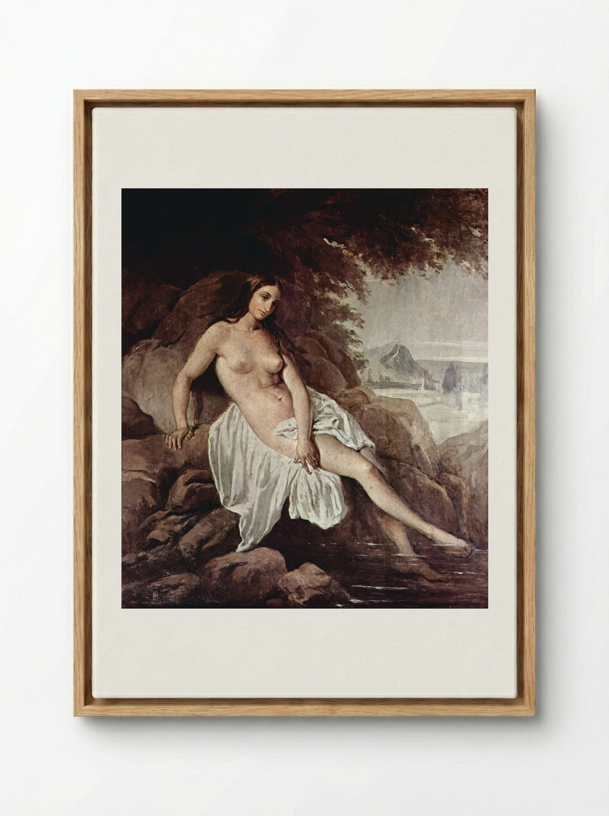 Badende (The Bather) - Francesco Hayez - Framed Canvas Wood