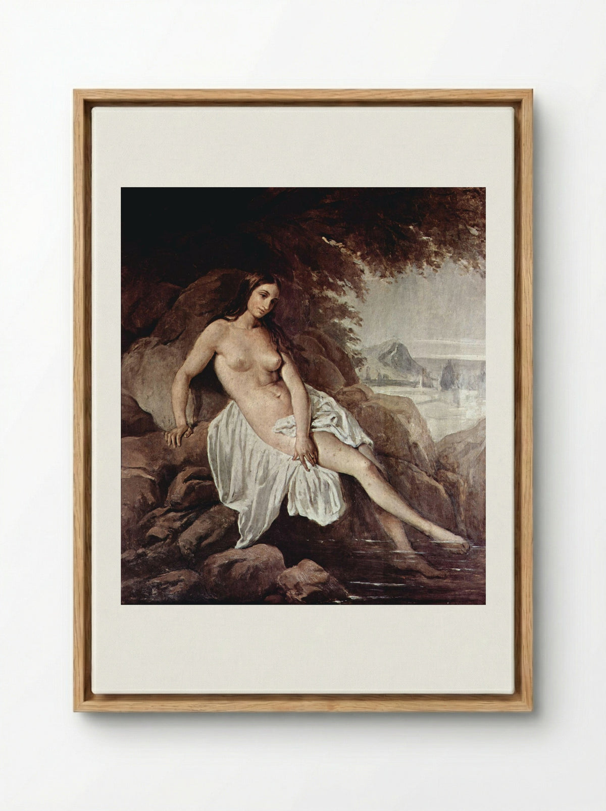 Badende (The Bather) - Francesco Hayez - Framed Canvas Wood
