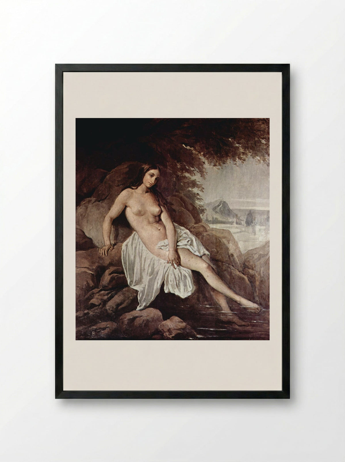 Badende (The Bather) - Francesco Hayez - Framed Print Black