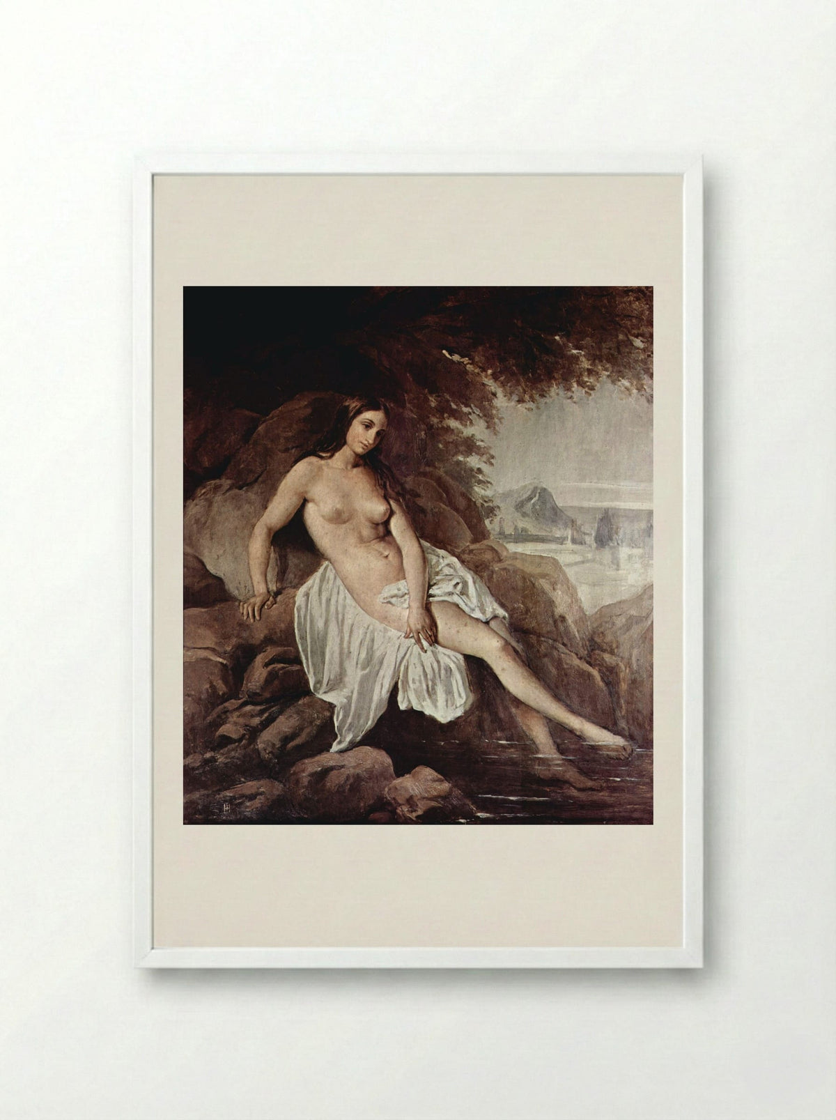 Badende (The Bather) - Francesco Hayez - Framed Print White