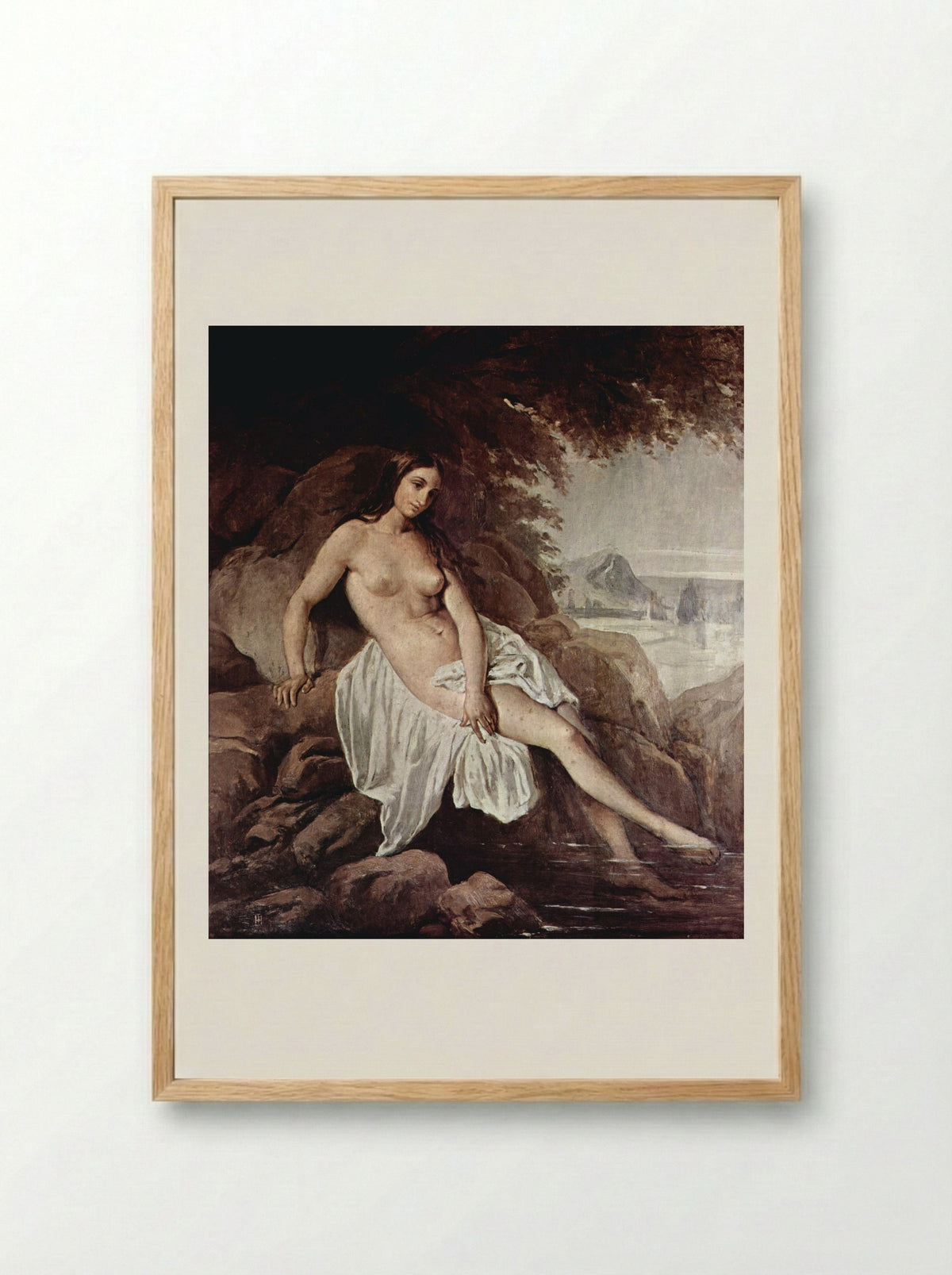 Badende (The Bather) - Francesco Hayez - Framed Print Wood
