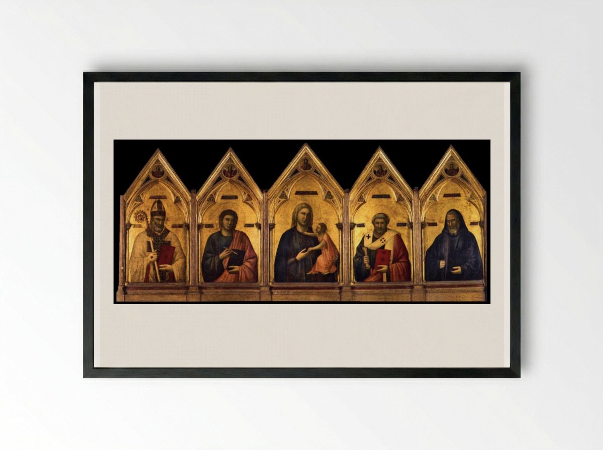 Badia Polyptych - Giotto di Bondone - Framed Print Black