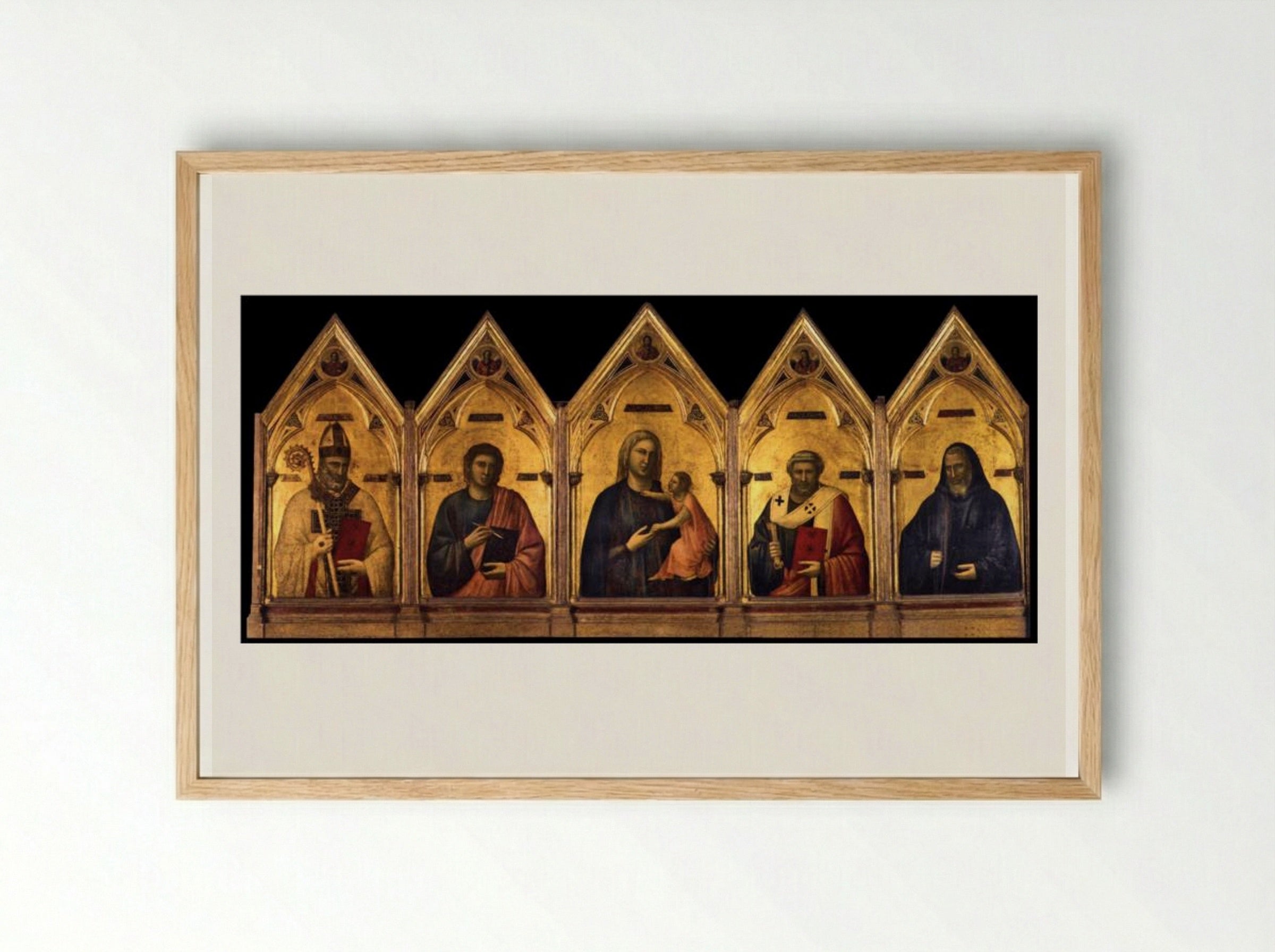 Badia Polyptych - Giotto di Bondone - Framed Print Wood
