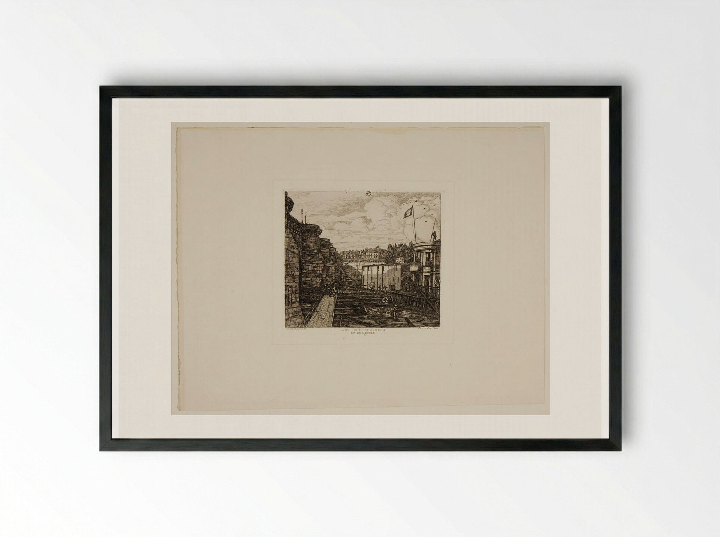 Bain-froid Chevrier - Charles Meryon - Framed Print Black