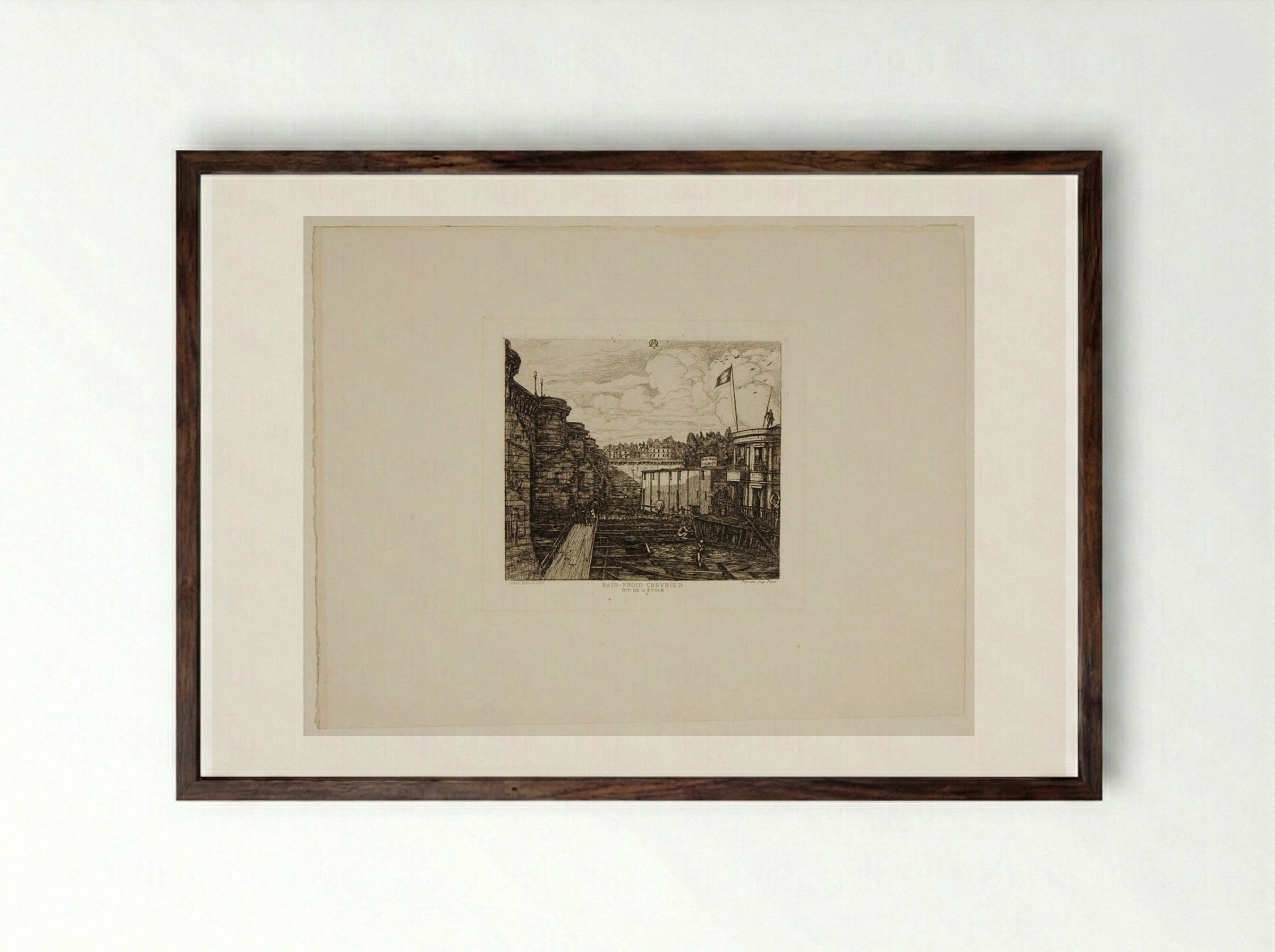 Bain-froid Chevrier - Charles Meryon - Framed Print Dark Wood