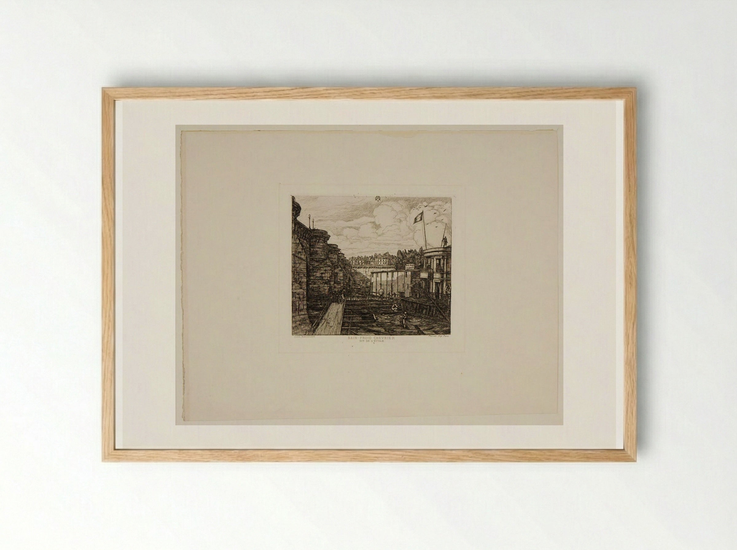 Bain-froid Chevrier - Charles Meryon - Framed Print Wood