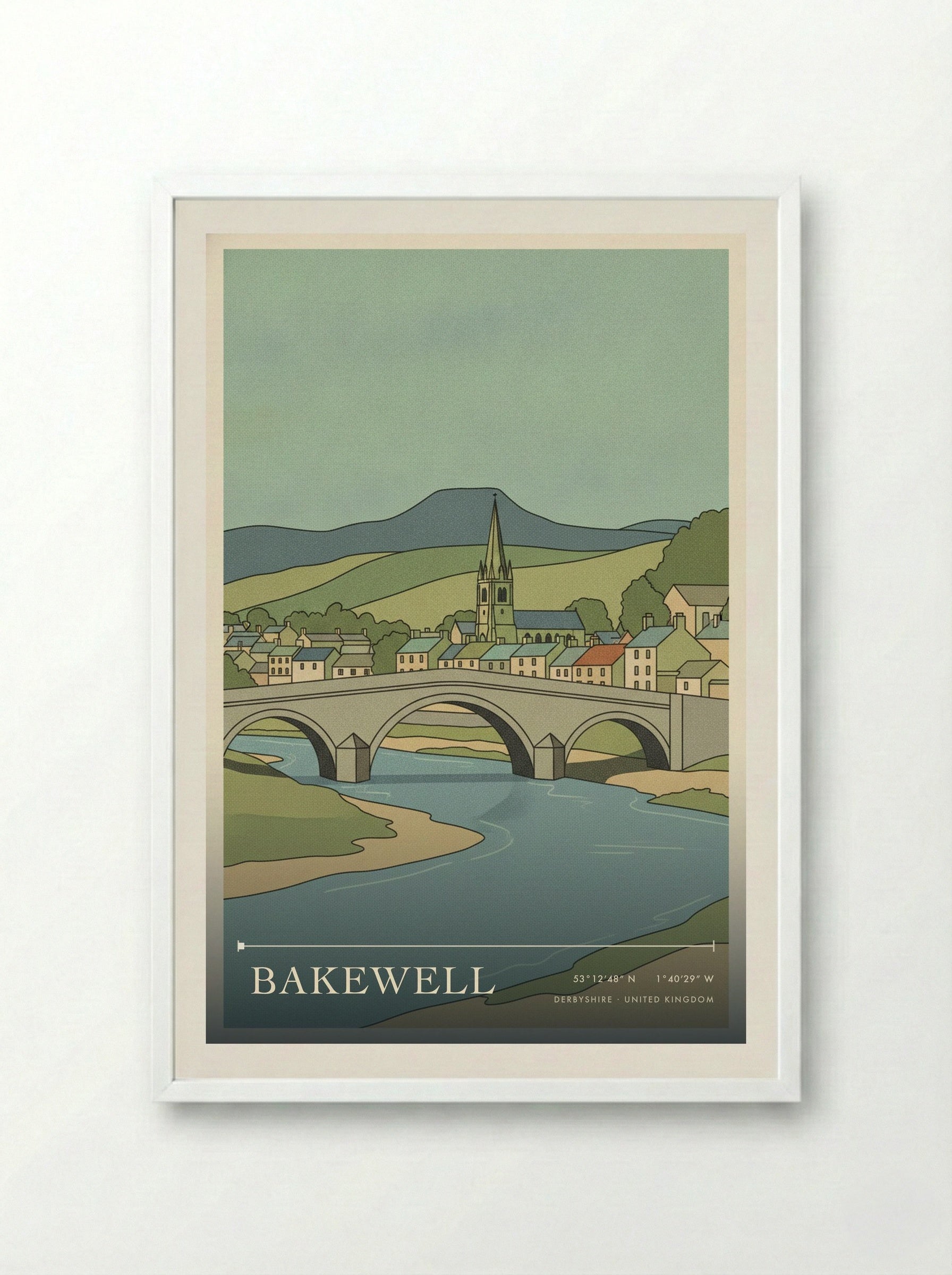 Bakewell Derbyshire United Kingdom Travel Poster - Framed Print White