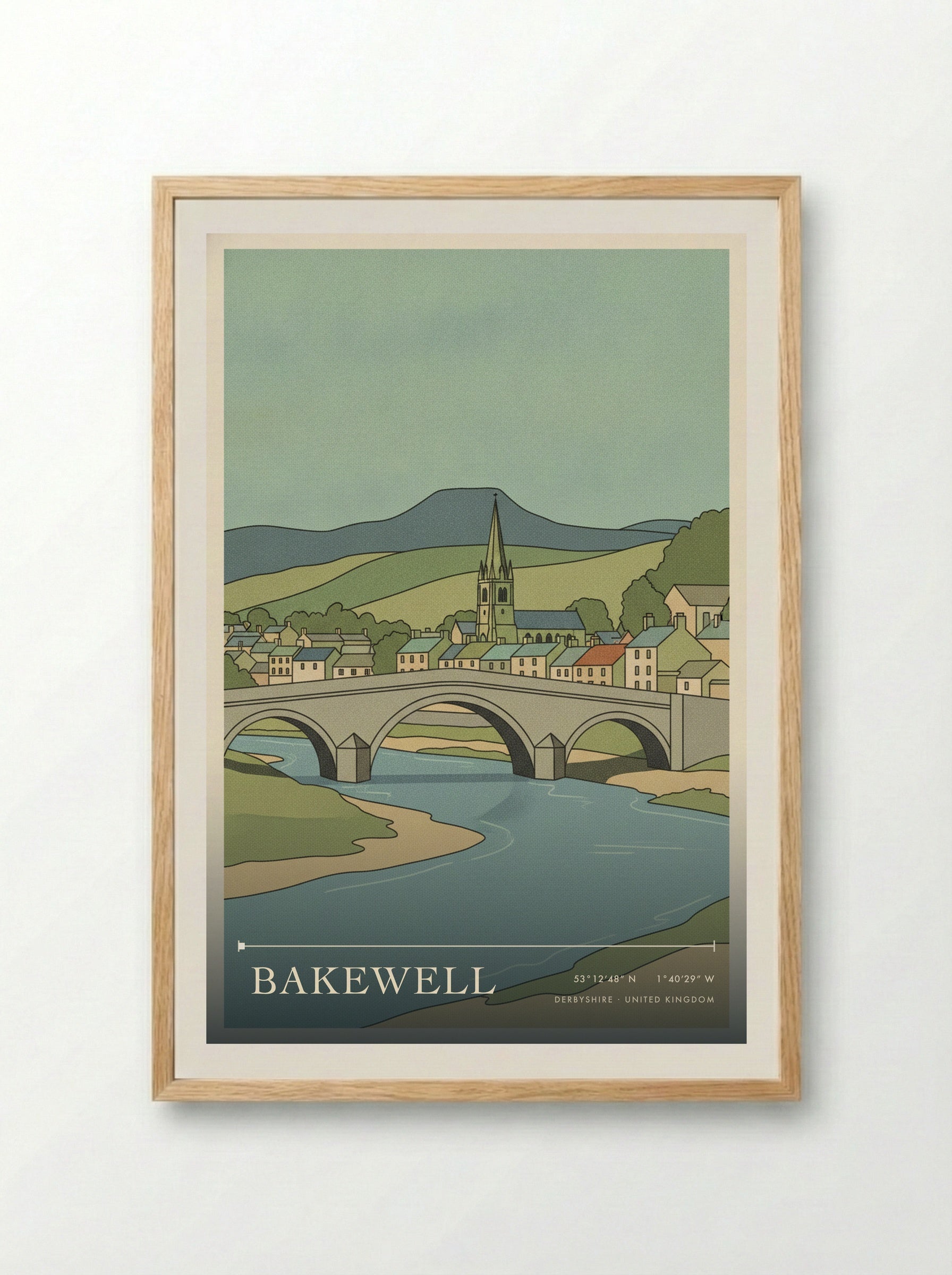 Bakewell Derbyshire United Kingdom Travel Poster - Framed Print Wood
