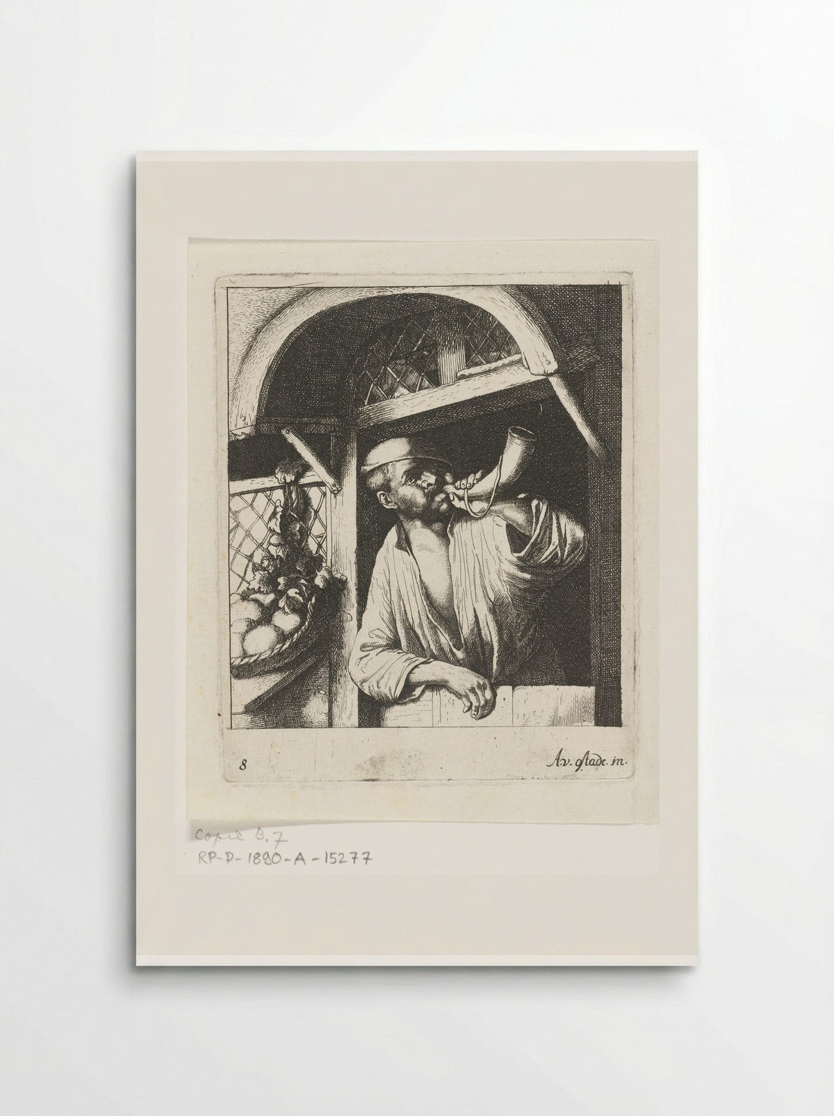 Bakker blaast op een hoorn - Abraham Bloteling - Poster