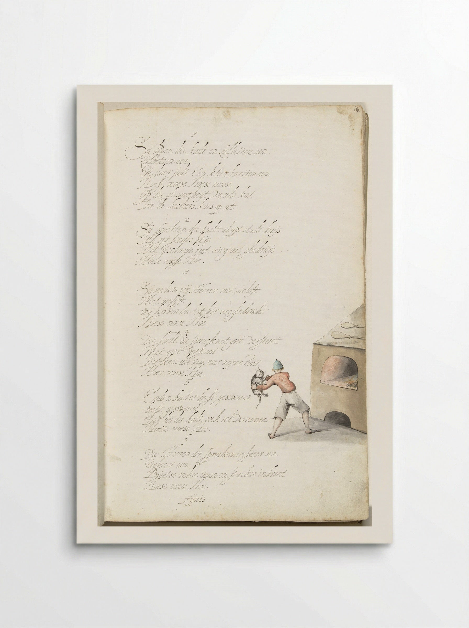 Bakker die een kat in een oven gooit - Gesina ter Borch - Poster