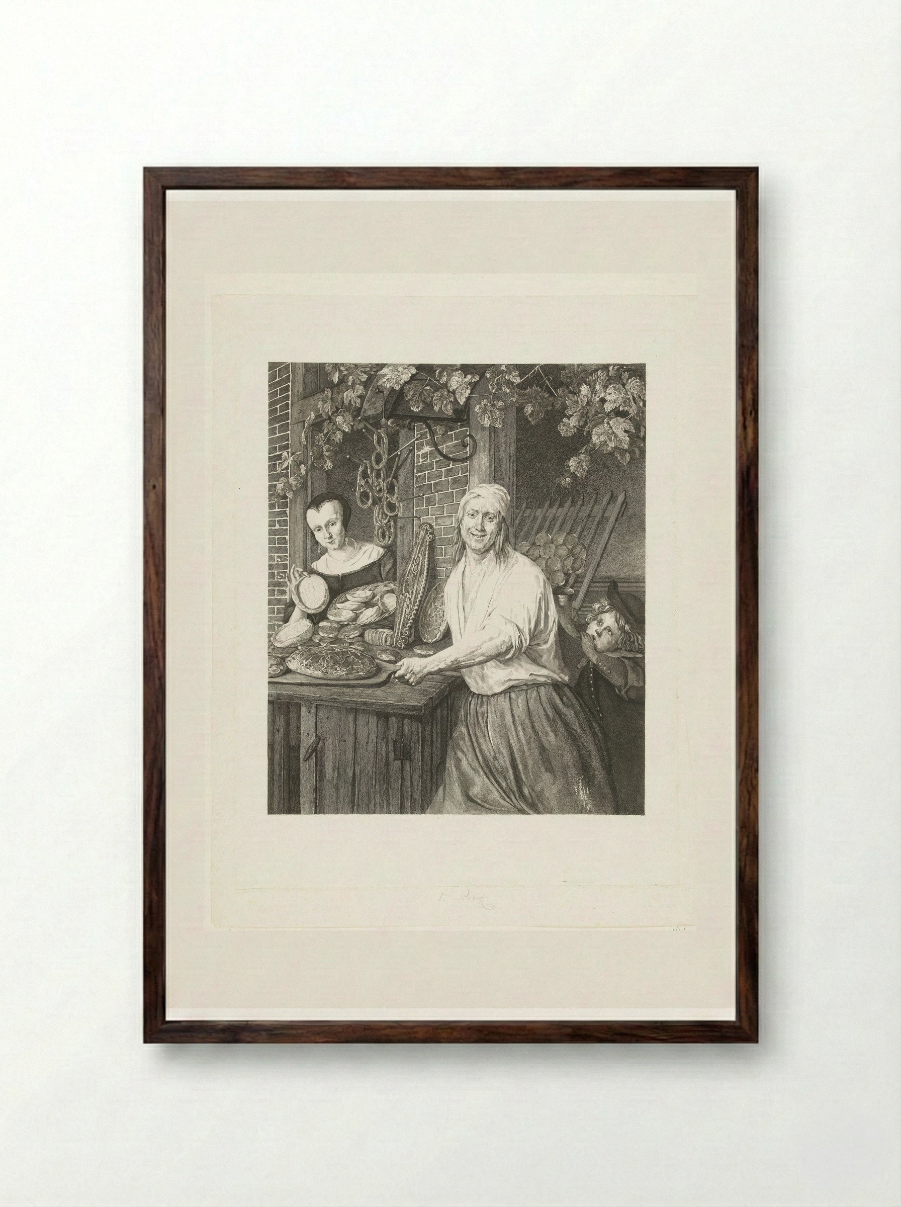 Bakkersechtpaar Arent Oostwaard en Catharina Keizerswaard - Joannes Bemme - Framed Print Dark Wood