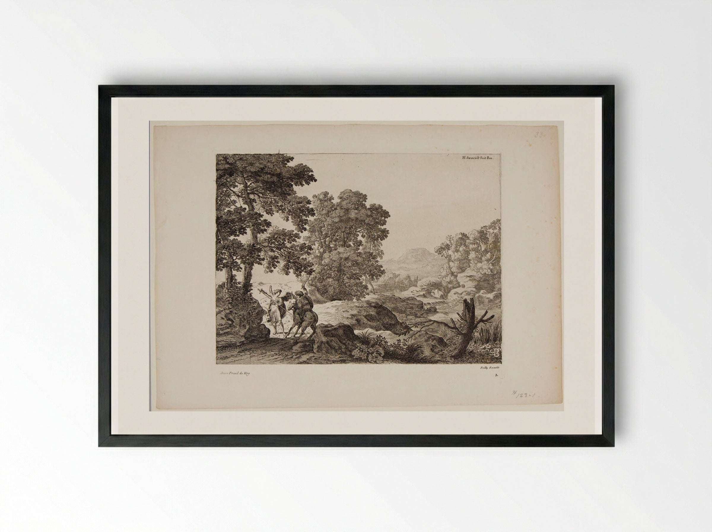 Balaam and the Angel - Herman van Swanevelt - Framed Print Black