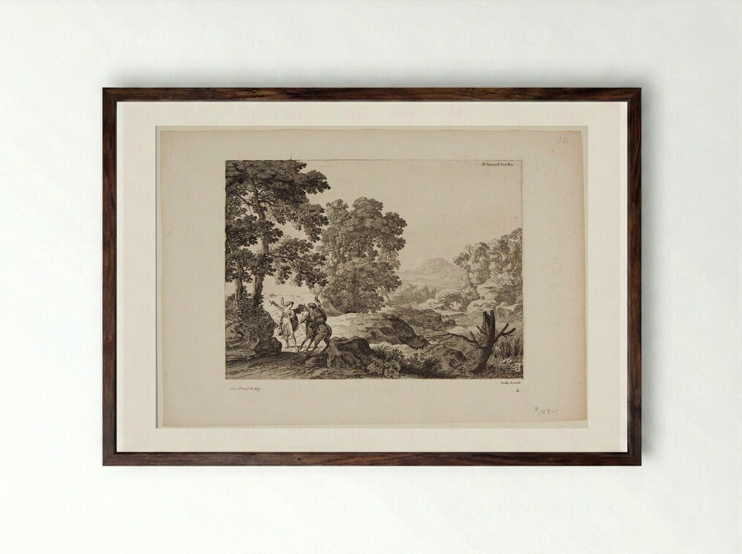 Balaam and the Angel - Herman van Swanevelt - Framed Print Dark Wood