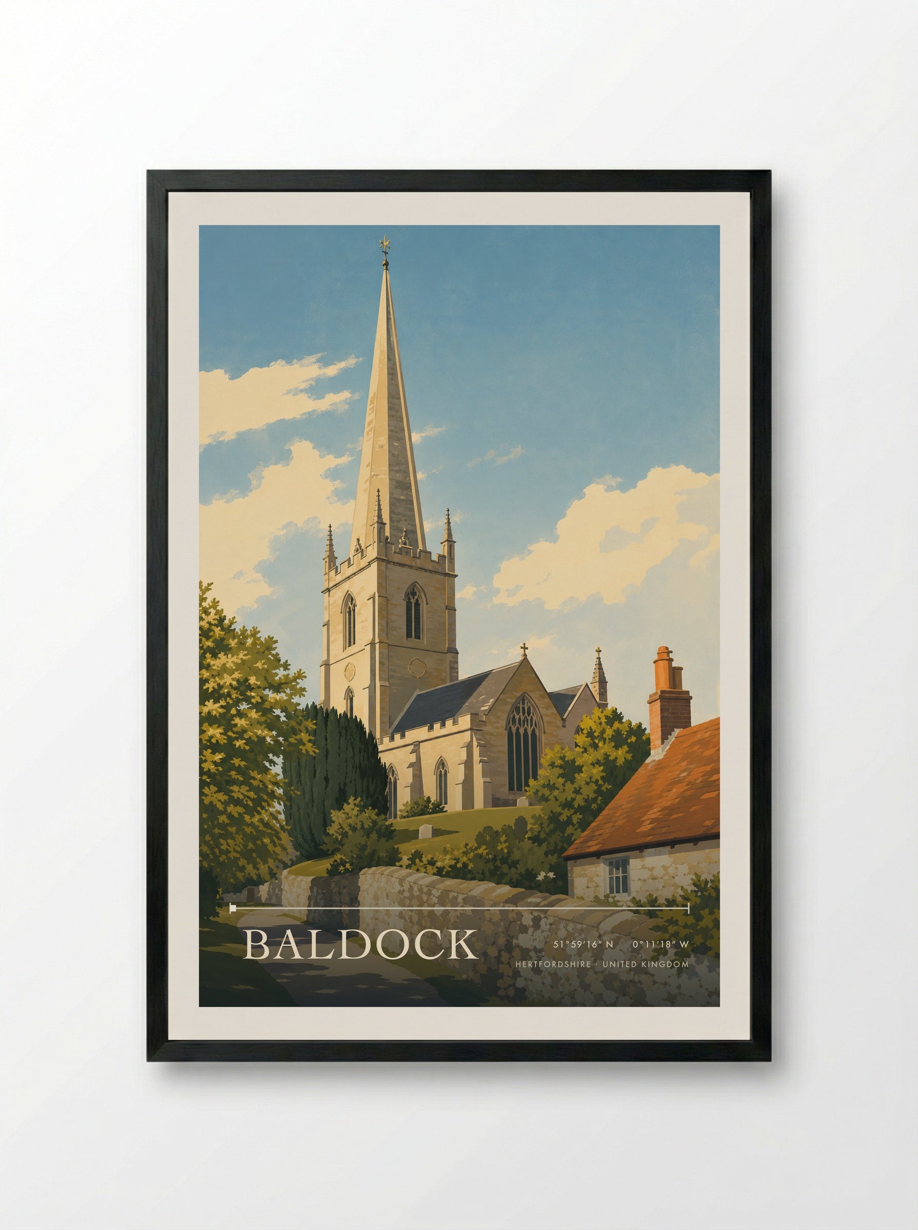 Baldock Hertfordshire United Kingdom Travel Poster - Framed Print Black
