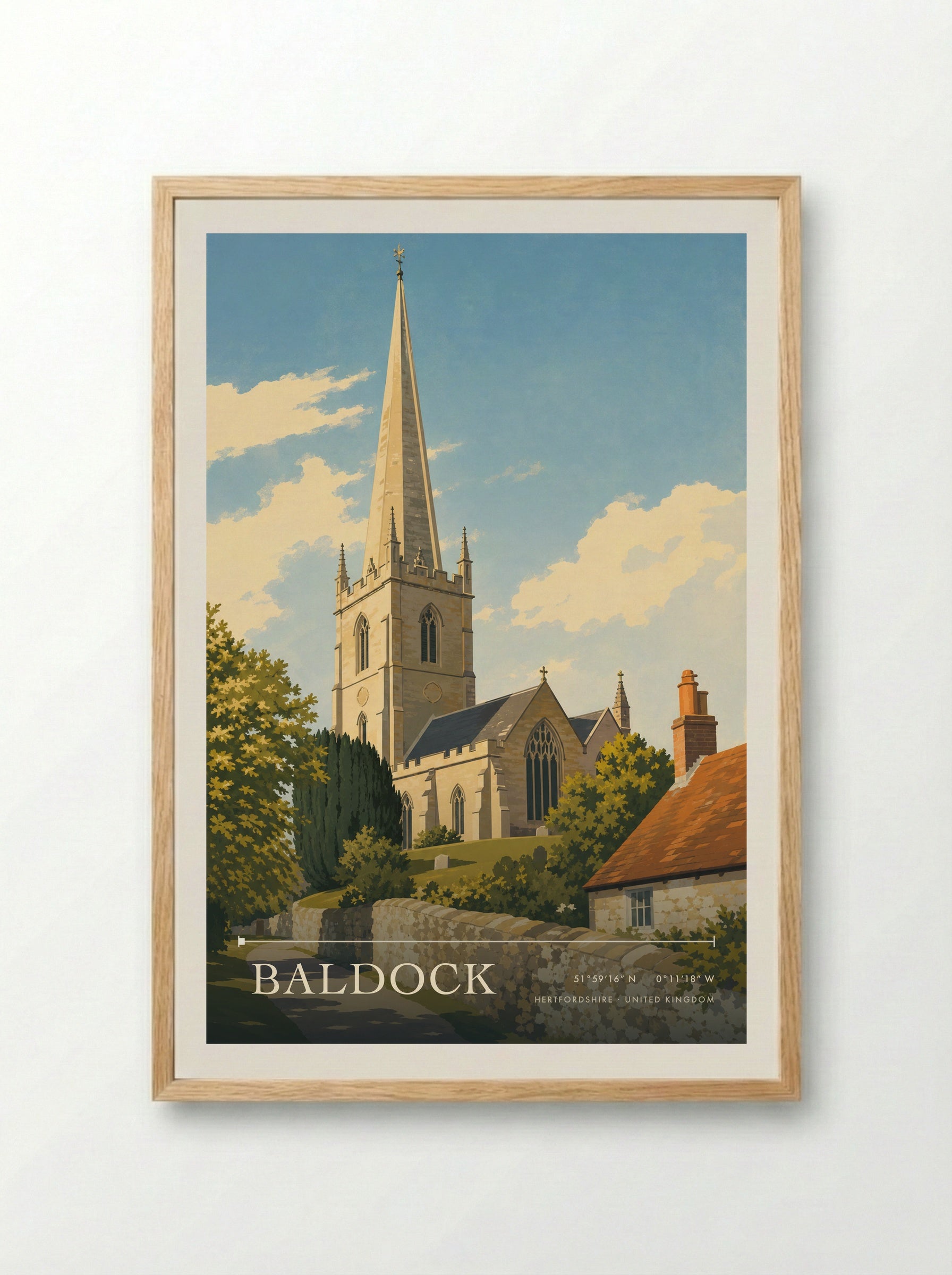 Baldock Hertfordshire United Kingdom Travel Poster - Framed Print Wood