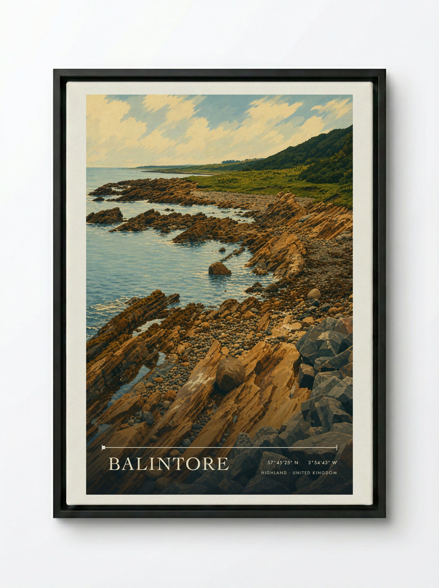 Balintore Highland United Kingdom Travel Poster - Framed Canvas Black