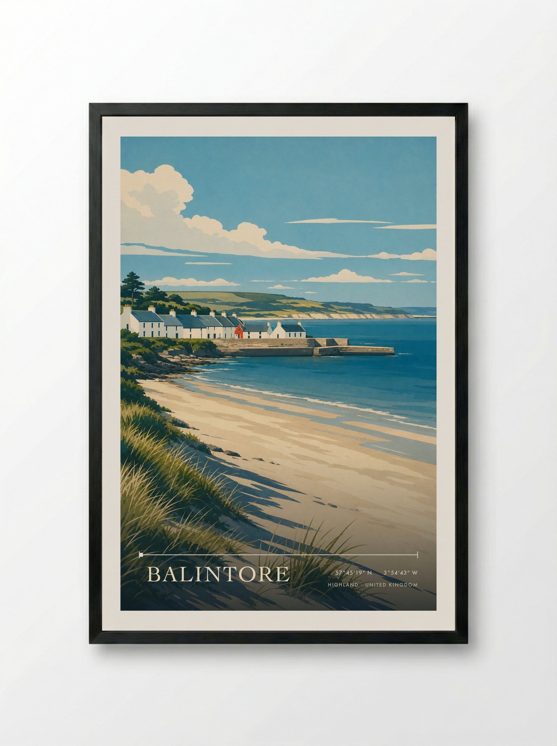 Balintore Highland United Kingdom Travel Poster - Framed Print Black