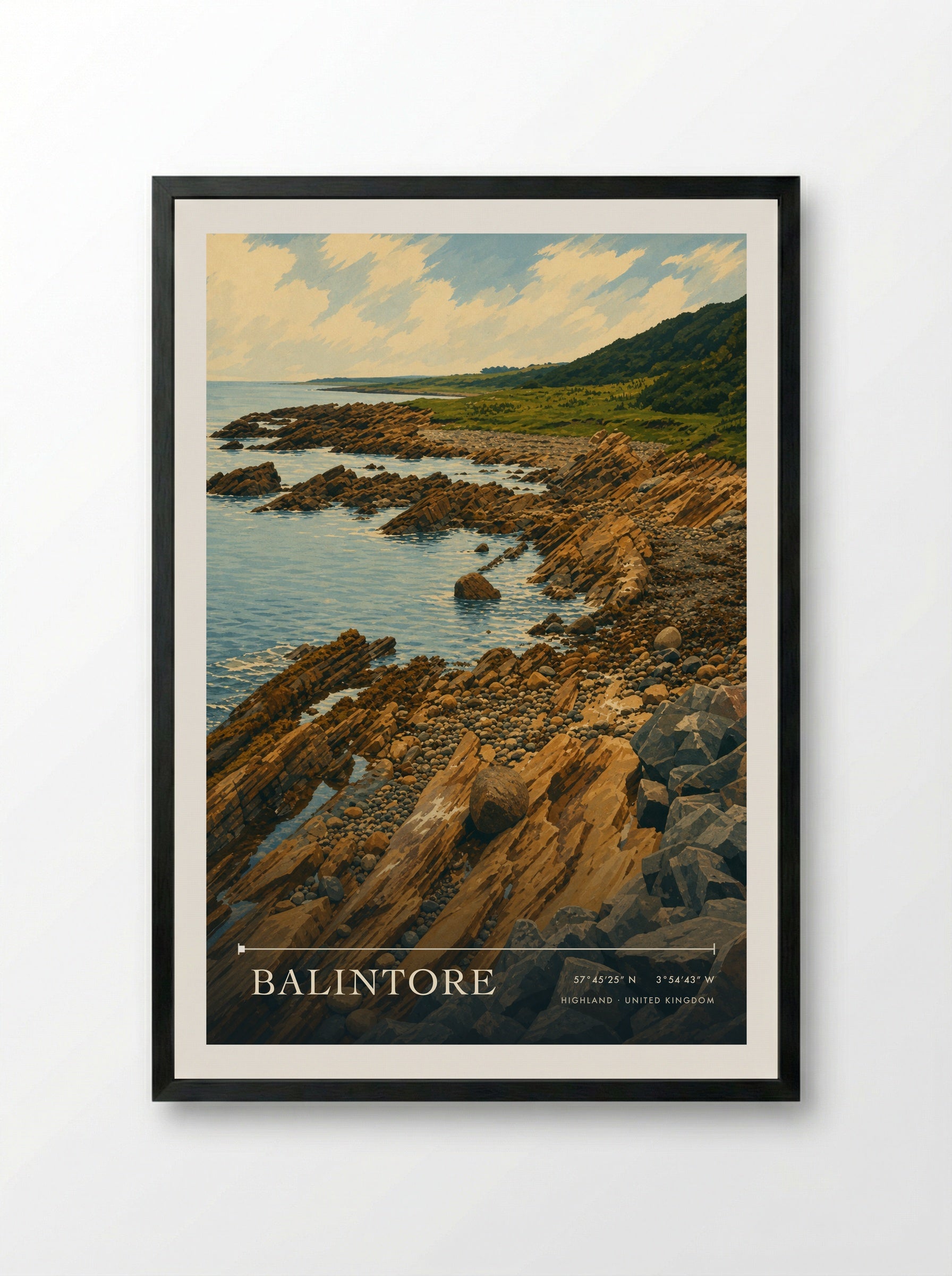 Balintore Highland United Kingdom Travel Poster - Framed Print Black