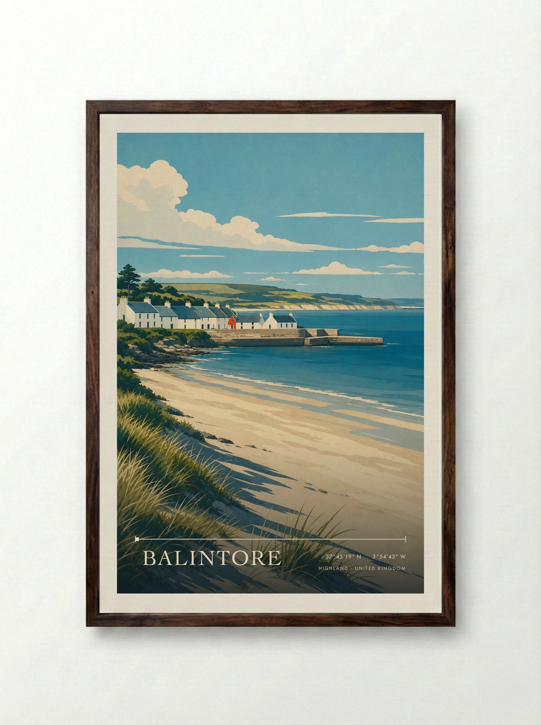 Balintore Highland United Kingdom Travel Poster - Framed Print Dark Wood