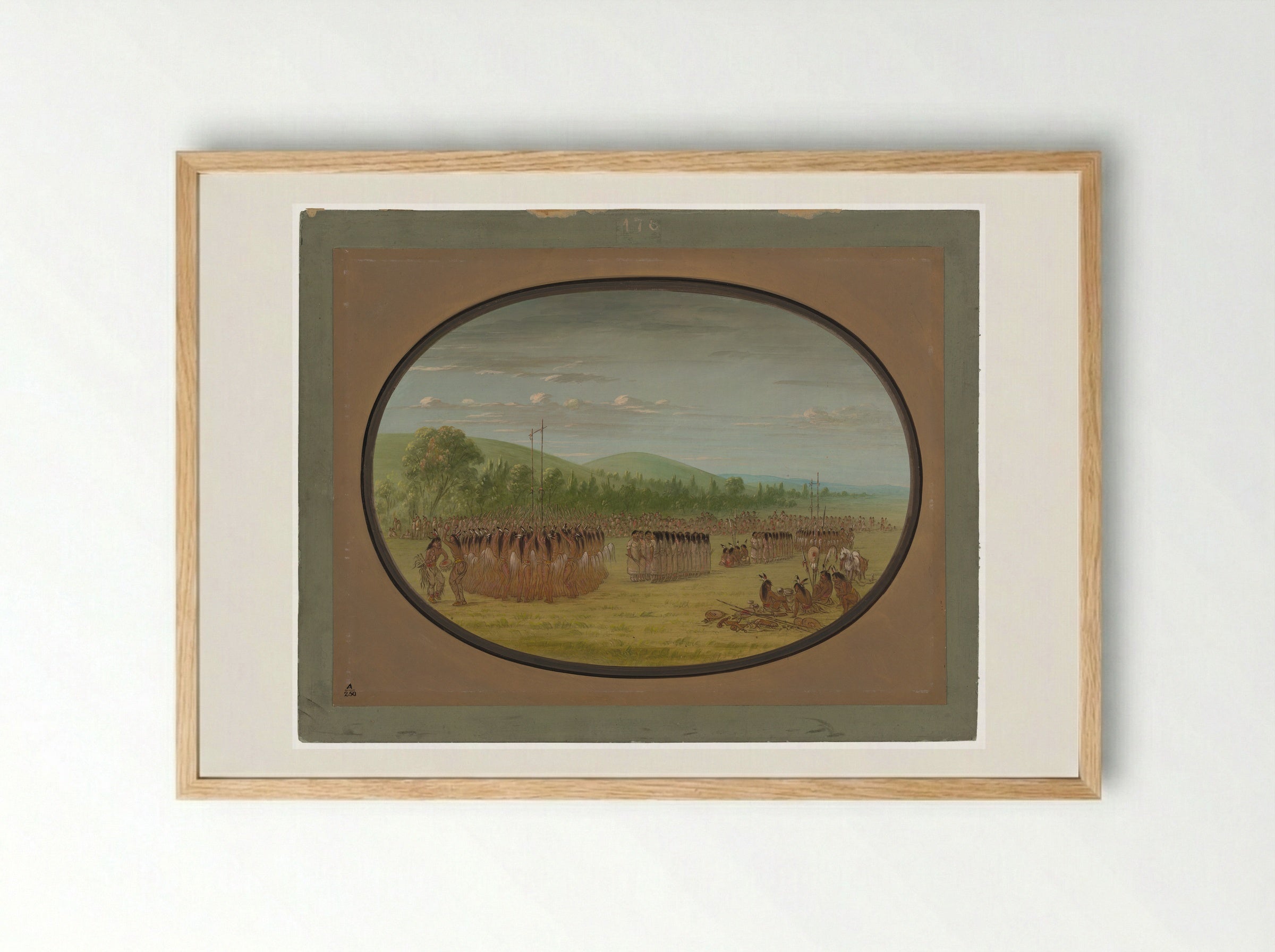 Ball-Play Dance - George Catlin - Framed Print Wood