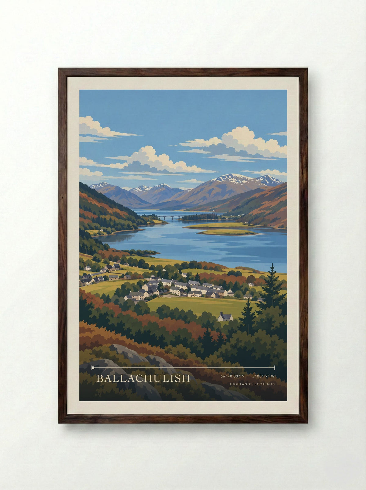 Ballachulish, Highland | Travel Poster - Framed Print Dark Wood