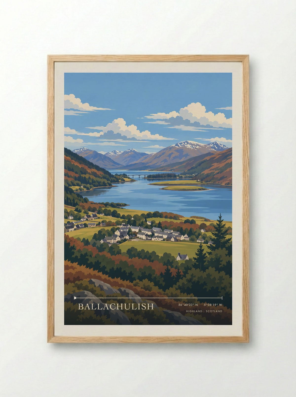 Ballachulish, Highland | Travel Poster - Framed Print Wood