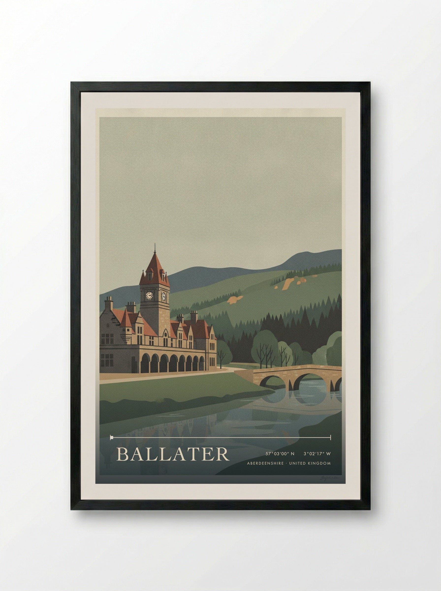 Ballater Aberdeenshire United Kingdom Travel Poster - Framed Print Black