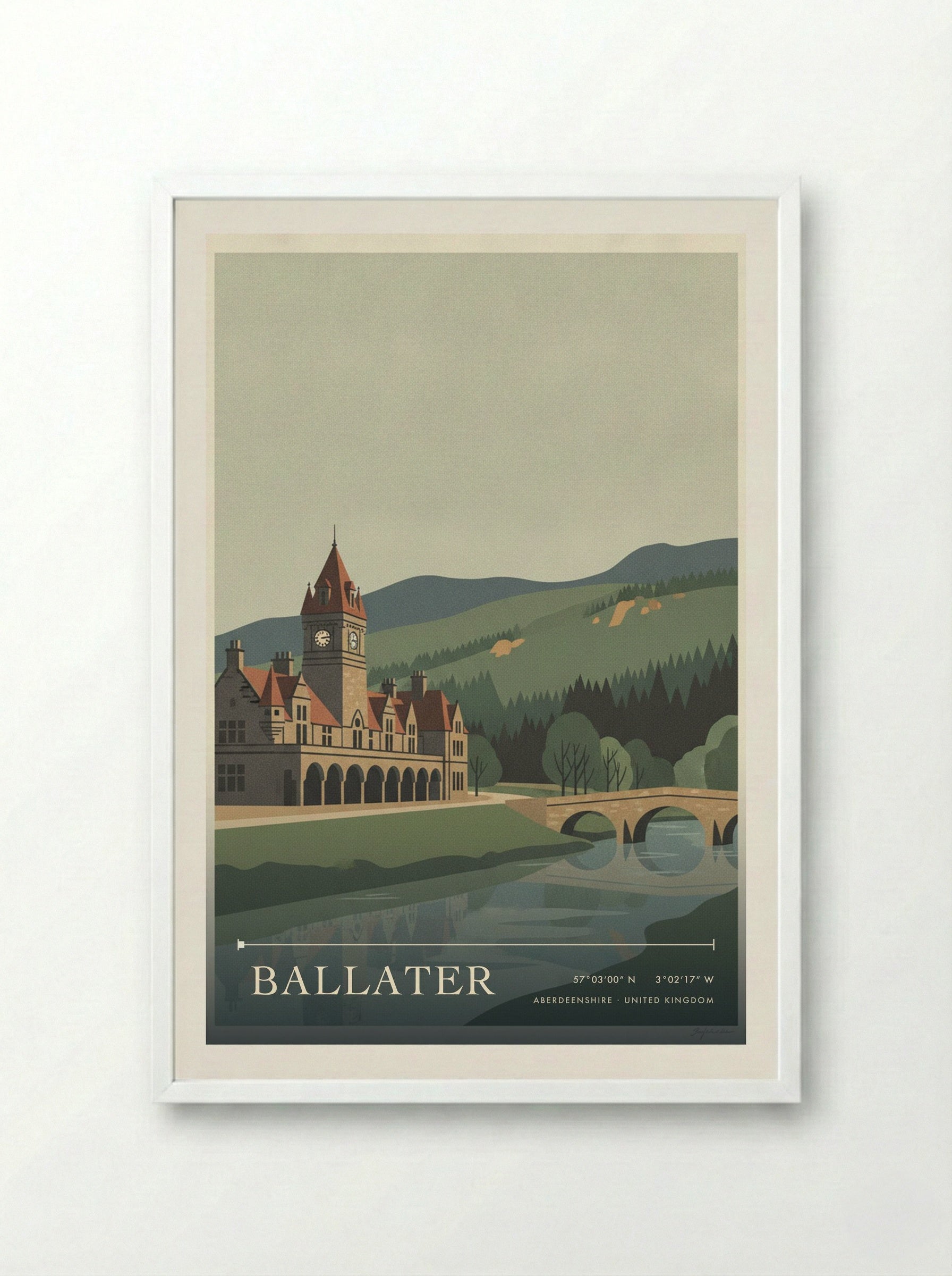 Ballater Aberdeenshire United Kingdom Travel Poster - Framed Print White