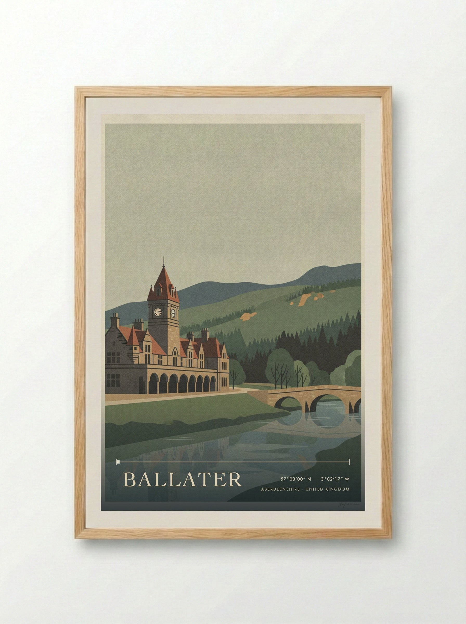 Ballater Aberdeenshire United Kingdom Travel Poster - Framed Print Wood