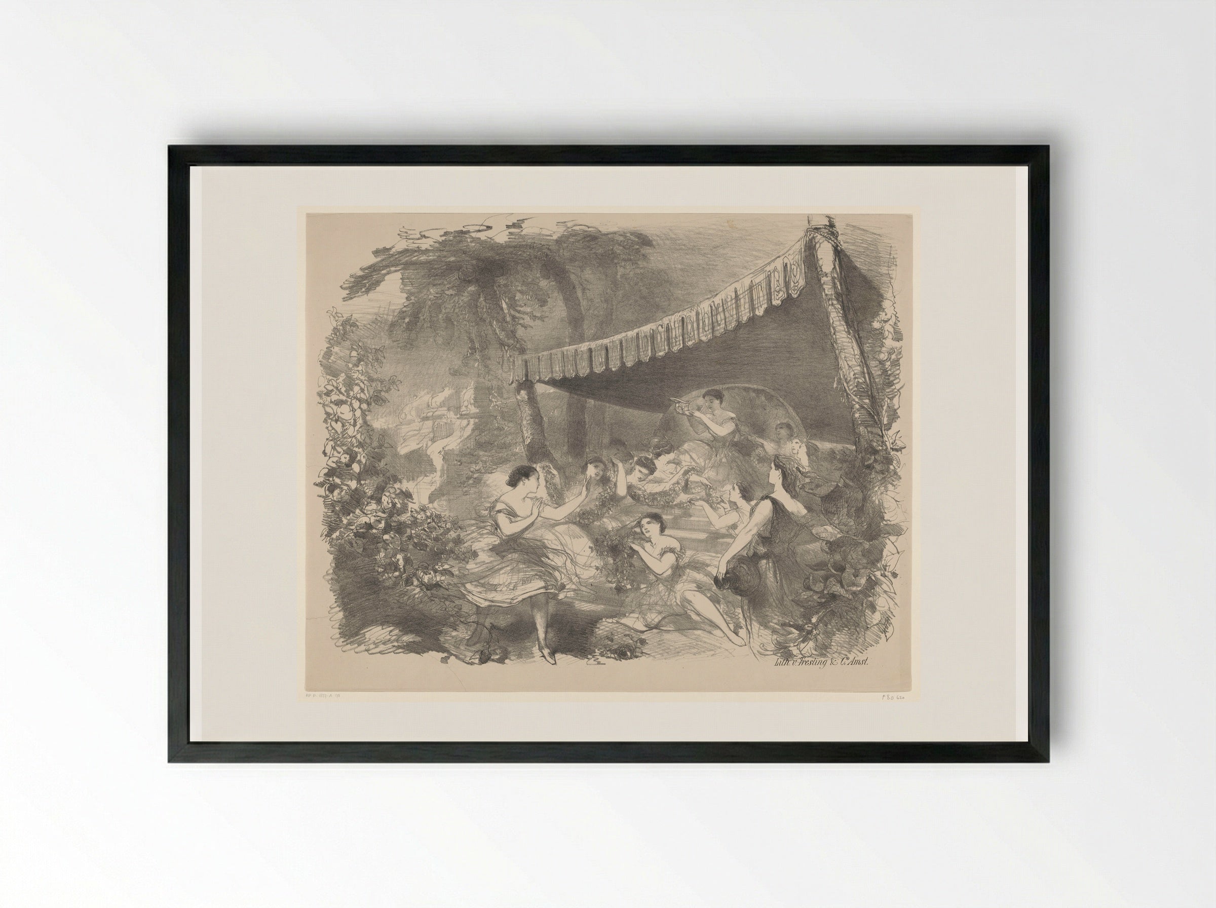 Balletscène met nimfen - Charles Rochussen - Framed Print Black