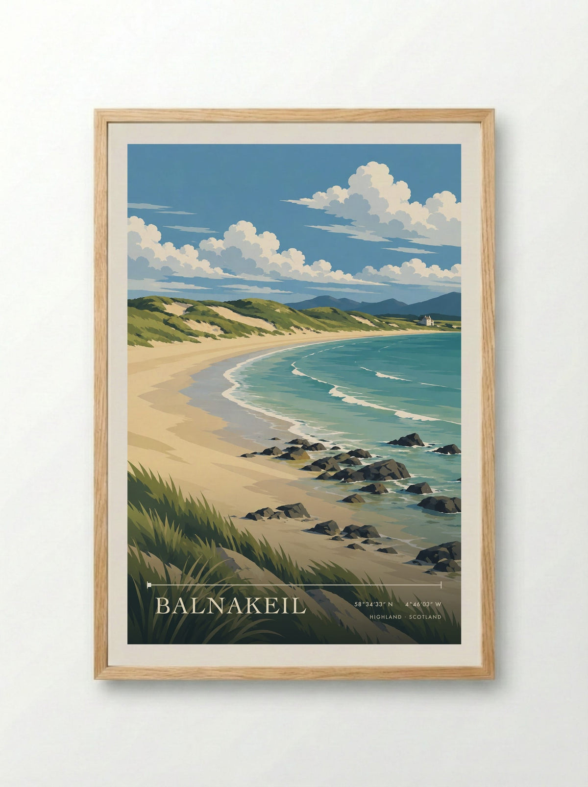 Balnakeil, Highland | Travel Poster - Framed Print Wood