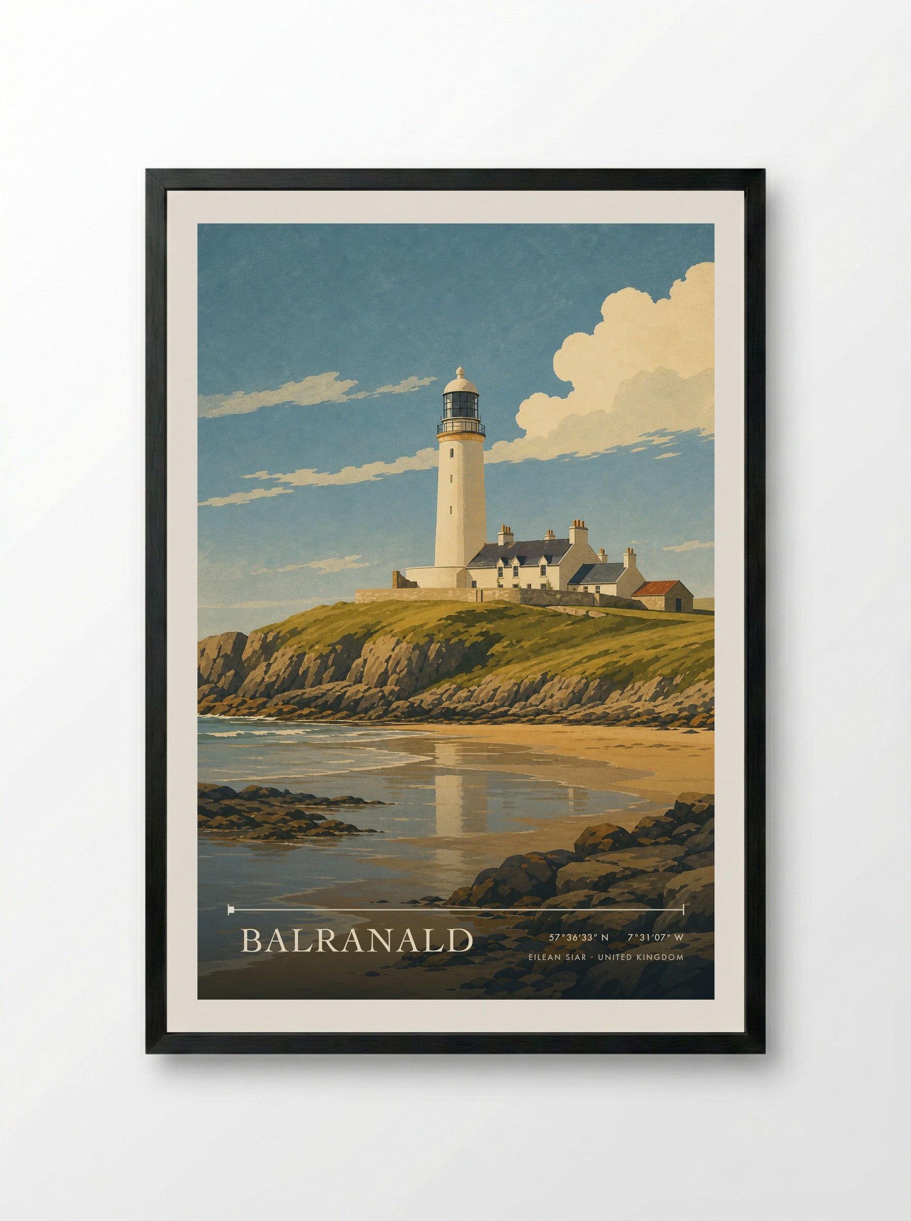 Balranald Eilean Siar United Kingdom Travel Poster - Framed Print Black